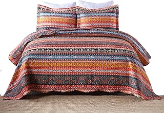 MarCielo 3 Piece Bohemian Quilt Bedspread Set B012 (King)