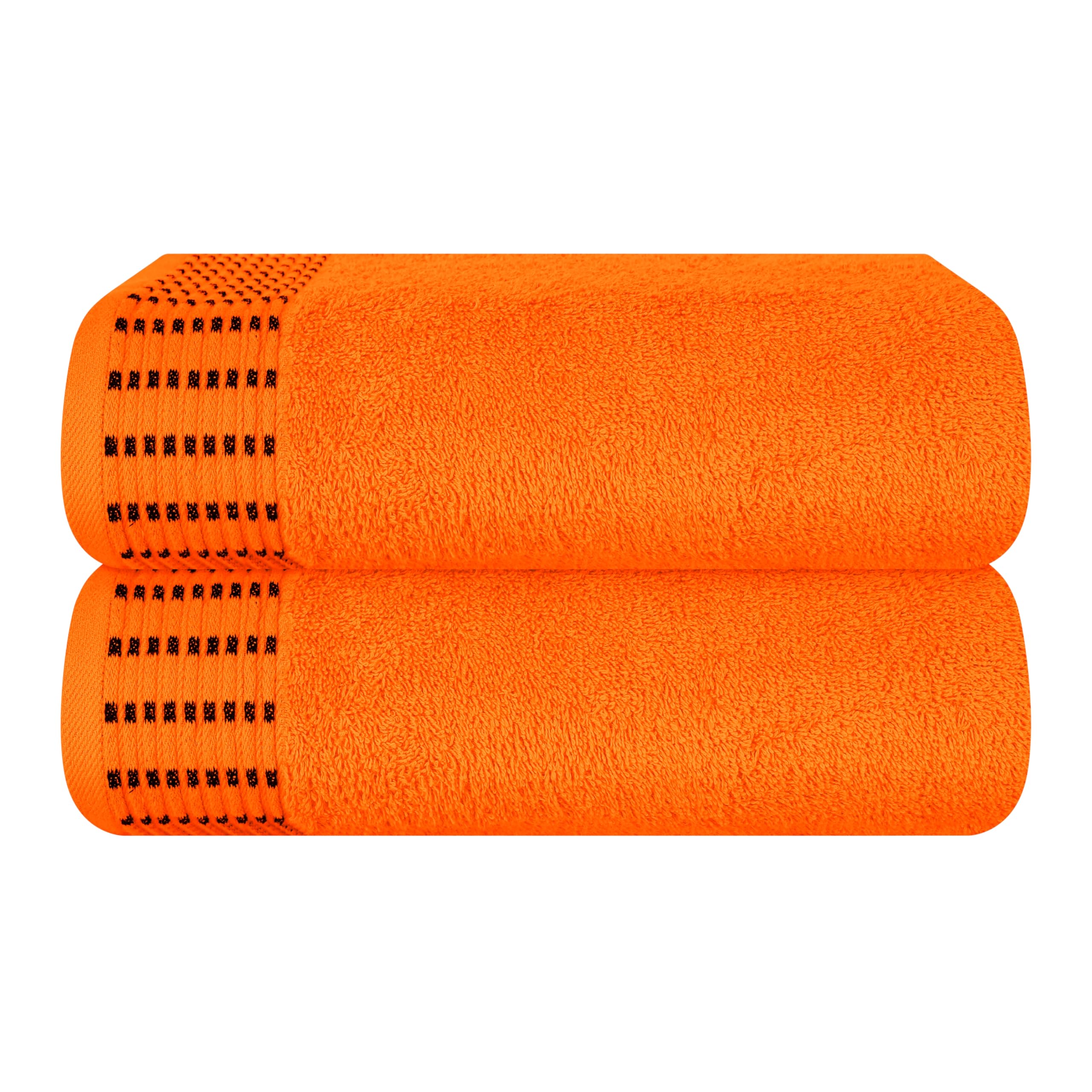 MALLONI HOME Juego de 2 toallas de baño de algodón de gran tamaño, 70 x 140 cm, toallas de baño grandes, ultra absorbentes, compactas y ligeras, color naranja
