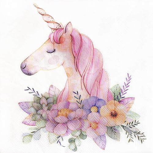Servilletas de papel de colores (unicornio)