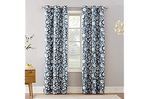 Sun Zero Jorah Blue Print Energy-Efficient Grommet Curtain