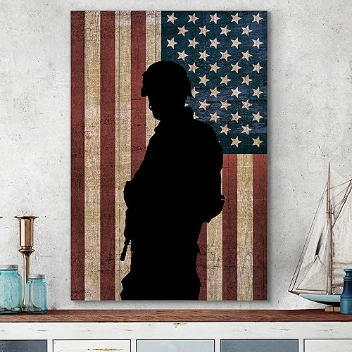 Miniatura 5 de Renditions Gallery Lienzo decorativo para pared, pinturas para el hogar, obras de arte de silueta oscura de veterano, decoración moderna en blanco y