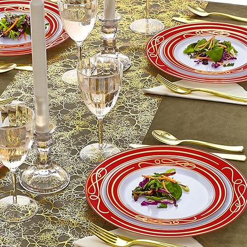 Miniatura 7 de Elegantes platos de plástico para fiesta, 20 platos laterales de 7.5 pulgadas, juego de platos desechables resistentes, platos de plástico de