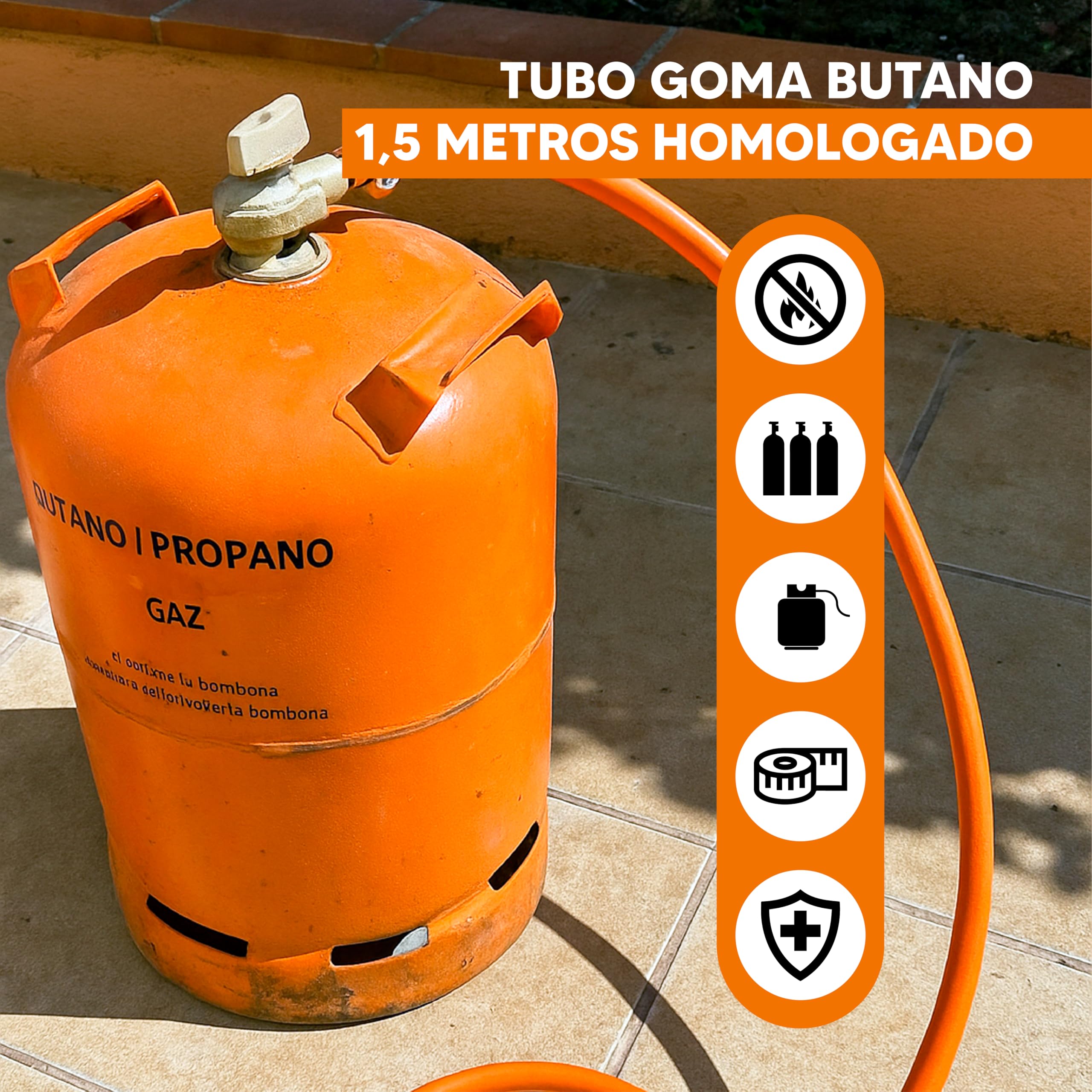 REPORSHOP Tuyau en caoutchouc butane homologué 1,5 m pour butane et propane, haute résistance et sécurité, avec date de fabrication et expiration, installation domestique ou commerciale