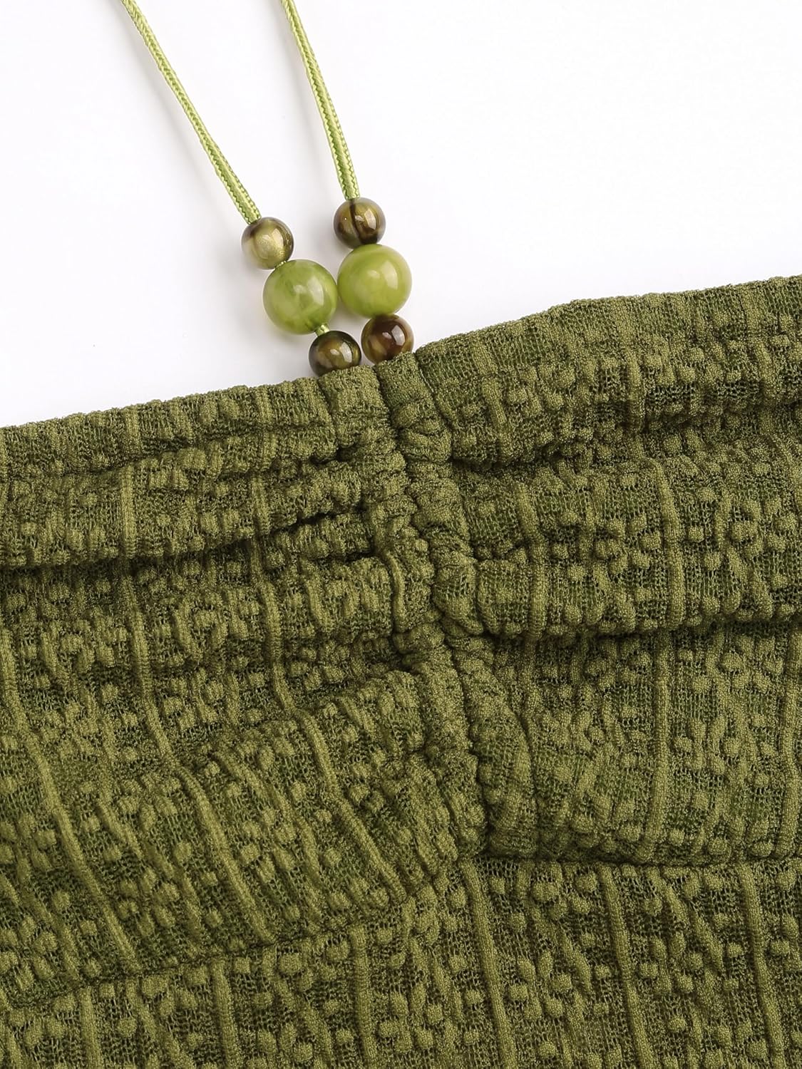 CIDER Halter Tops for Women Crochet Boho Backless Ruched Tie Back Vacation Beach Tank Crop Tops - Image 6