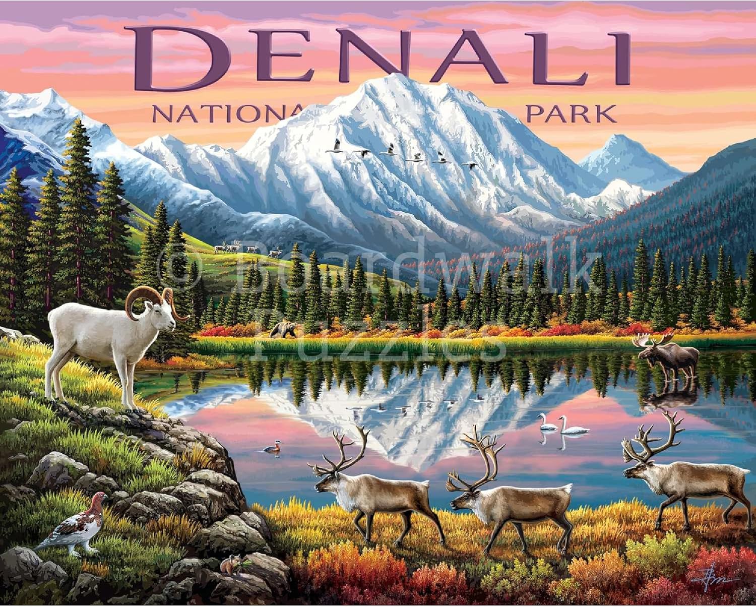 Boardwalk Puzzles Denali National Park - 500 Piece Jigsaw Puzzle for Adults, Made in USA