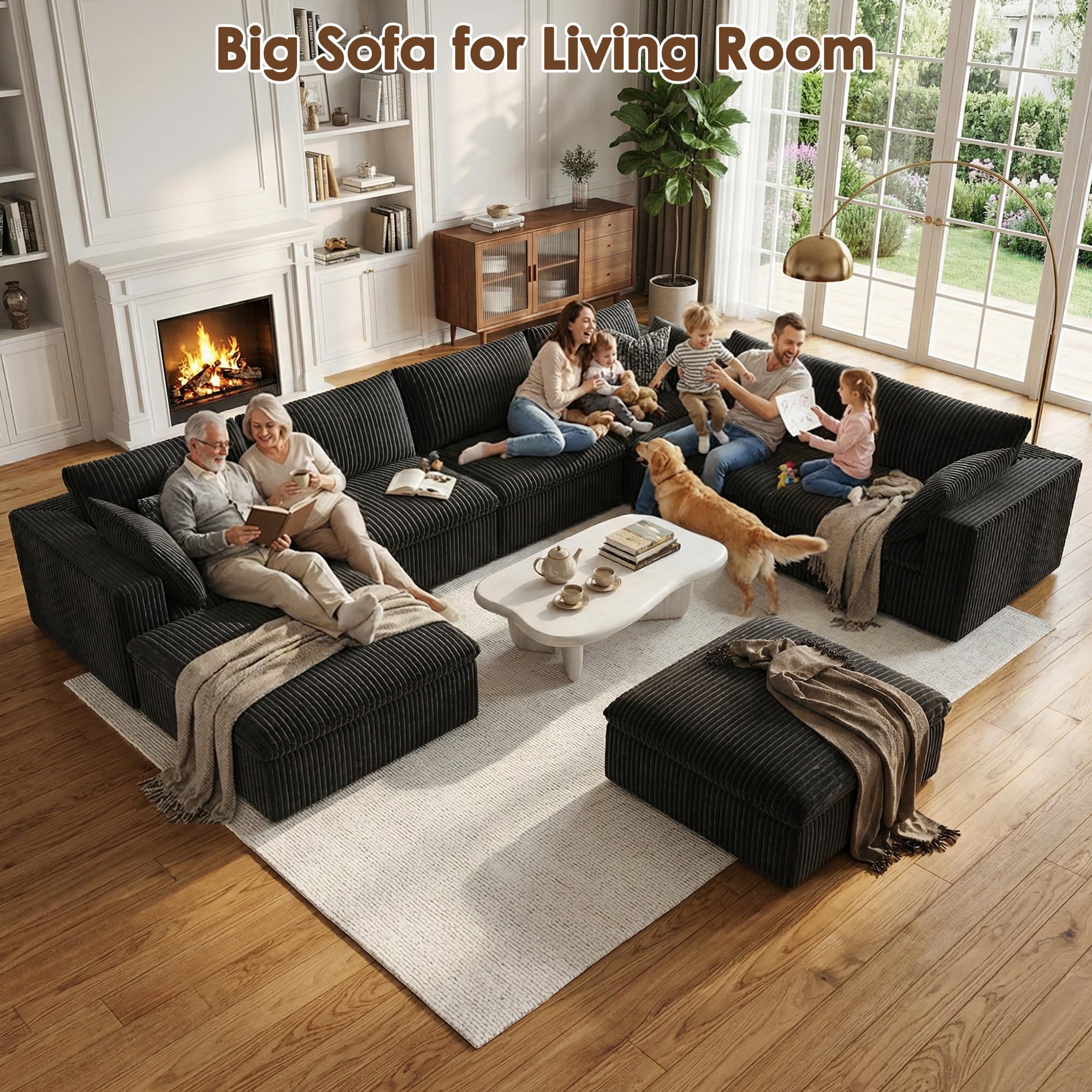 MAKIAAP 157.6' Cloud Couch Oversized Modular Sectional Sofa, Boneless U-Shaped 8 — product photo