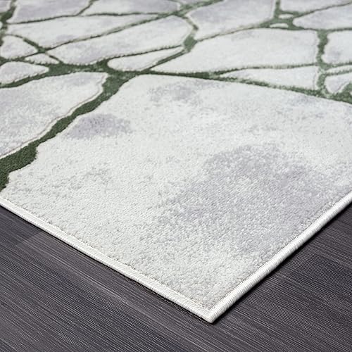 Miniatura 4 de Abani Atlas - Alfombra de área verde y gris, 4 x 6 pies, tela contemporánea, duradera, no desprende pelusa, fácil de limpiar