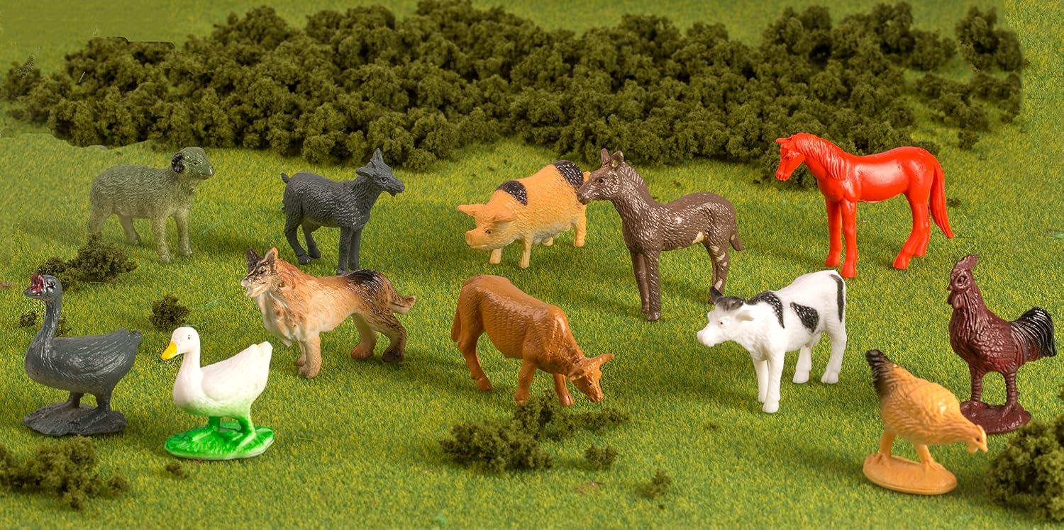 100 Piece Party Pack Mini Farm Animals - Plastic Mini Educational Animal Toys - Fun Gift Party Favors