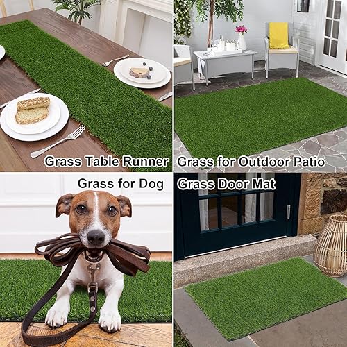 Miniatura 26 de SHACOS Alfombra de césped artificial de 3 x 5 pies, 1.2 pulgadas, césped falso para exteriores, con agujeros de drenaje, alfombra de césped