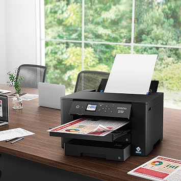 Epson Workforce Pro WF-7310 Wireless Wide-Format Printer with Print up to 13 x 19 Auto Double-Sided Printing max 11 x 17, 500-sheet Capacity, 2.4 Color Display, Smart Panel App - Black