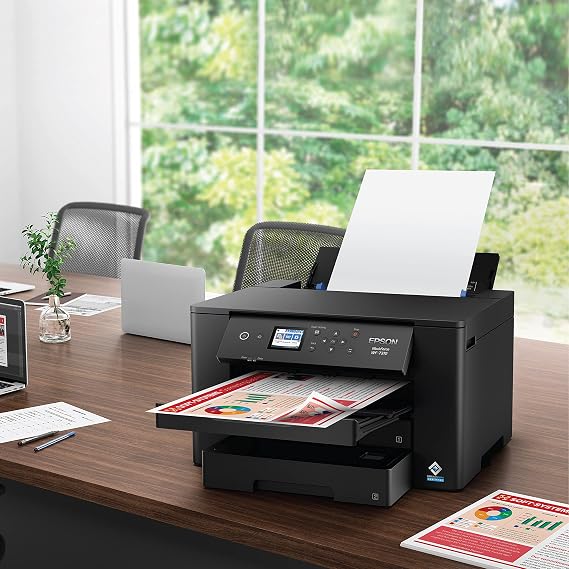 Epson Workforce Pro WF-7310 Wireless Wide-Format Printer with Print up to 13 x 19 Auto Double-Sided Printing max 11 x 17, 500-sheet Capacity, 2.4 Color Display, Smart Panel App - Black