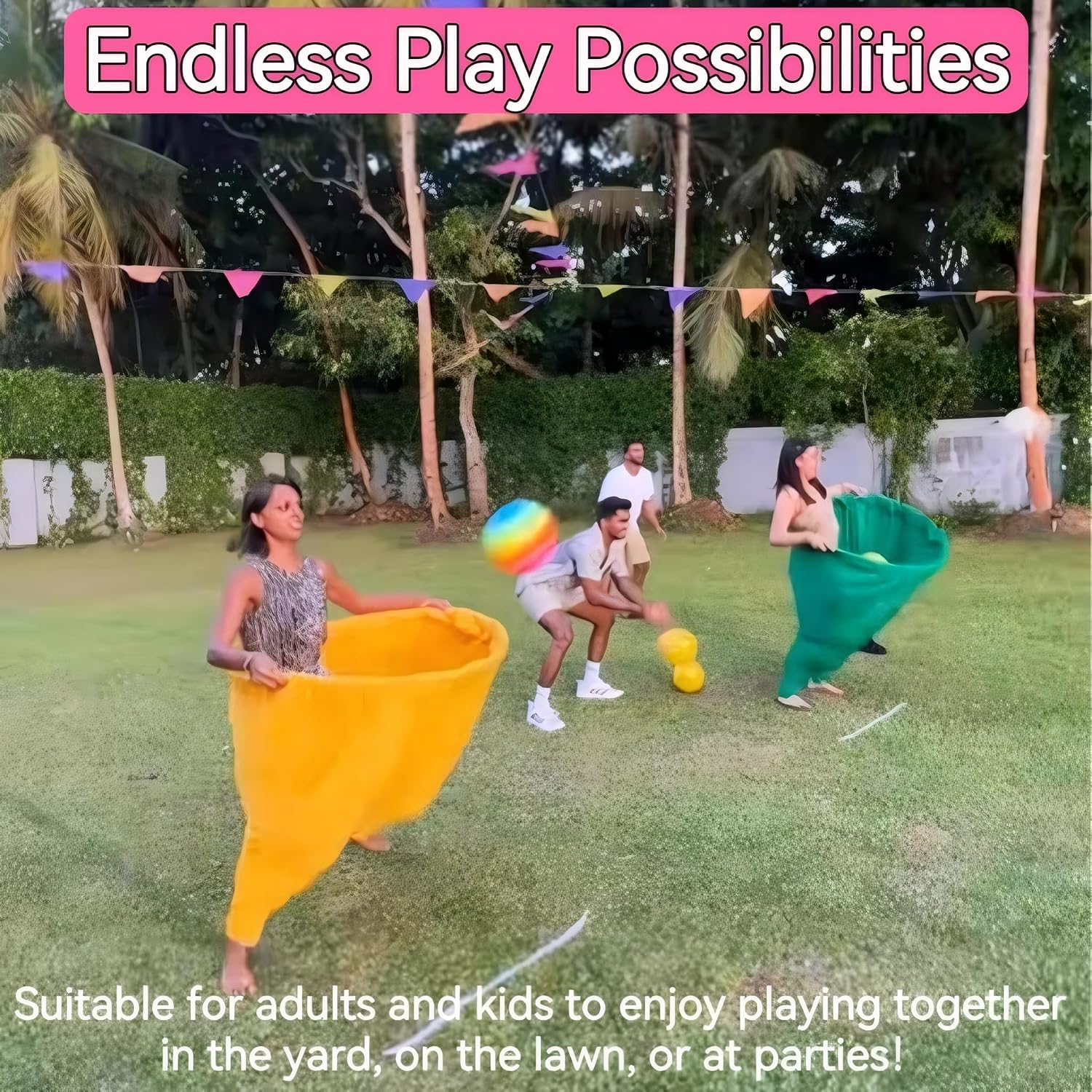 Granny Pants Yard Game Set for Adults Outdoor Party Challenge with 4 Pants 20 Balls 4 Pumps Fun Family Reunion Team Game