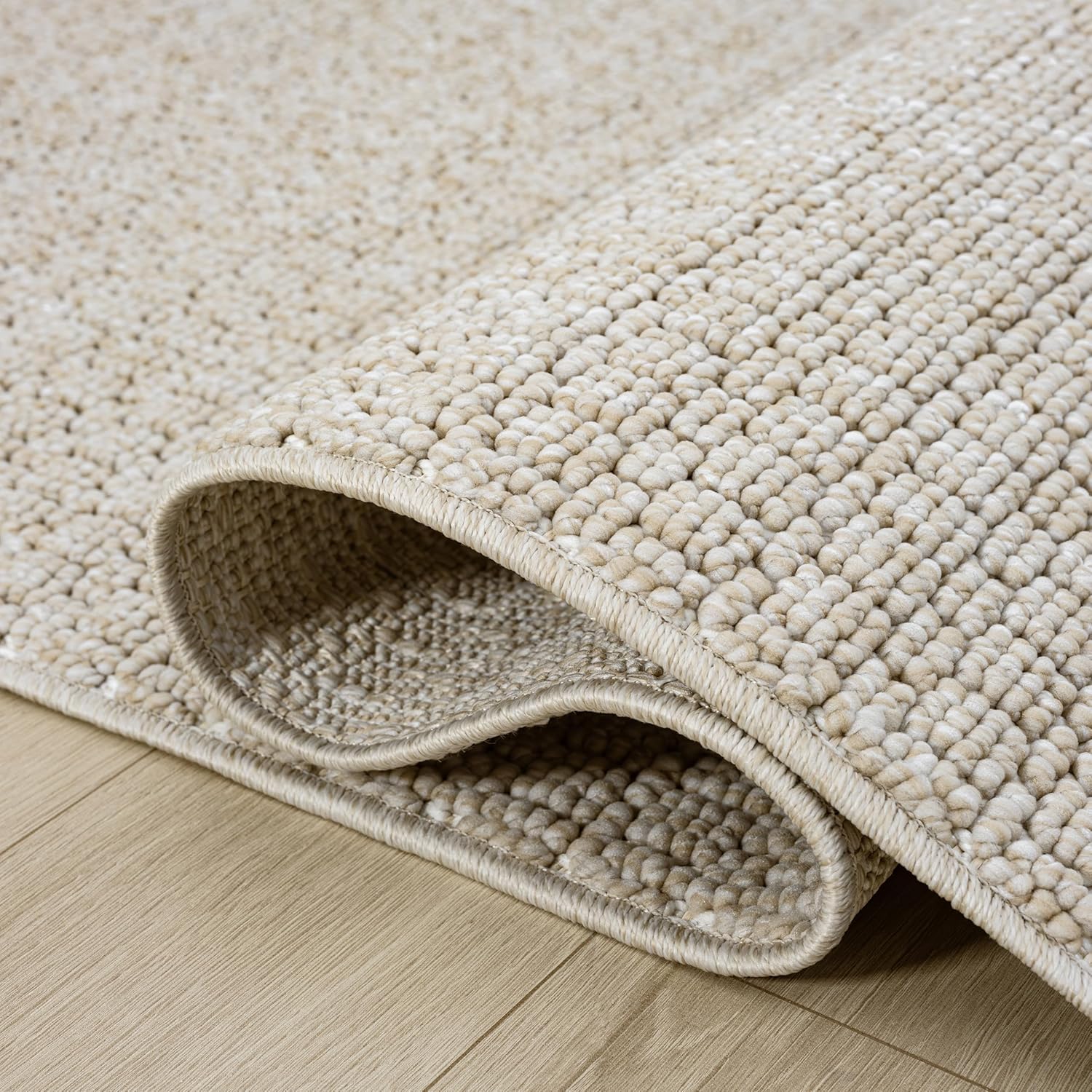 Abani Luca Collection Cream Area Rug - 6' x 9' - Solid Texture Design, Non-Shedding - Easy to Clean, Durable for Living Rooms, Bedrooms & Offices, Pet & Kid Friendly