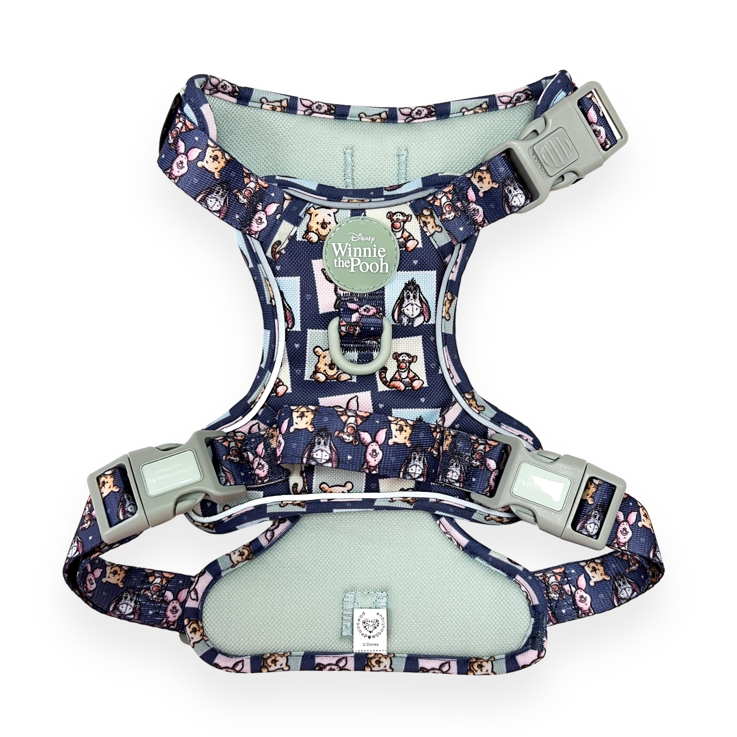 Pawsome Paws Boutique Winnie + Friends Hundegeschirr, robust, klein, verstellbar, Disney-Design, kein Ziehen, mit reflektierendem Rand und Stabiler Schnalle