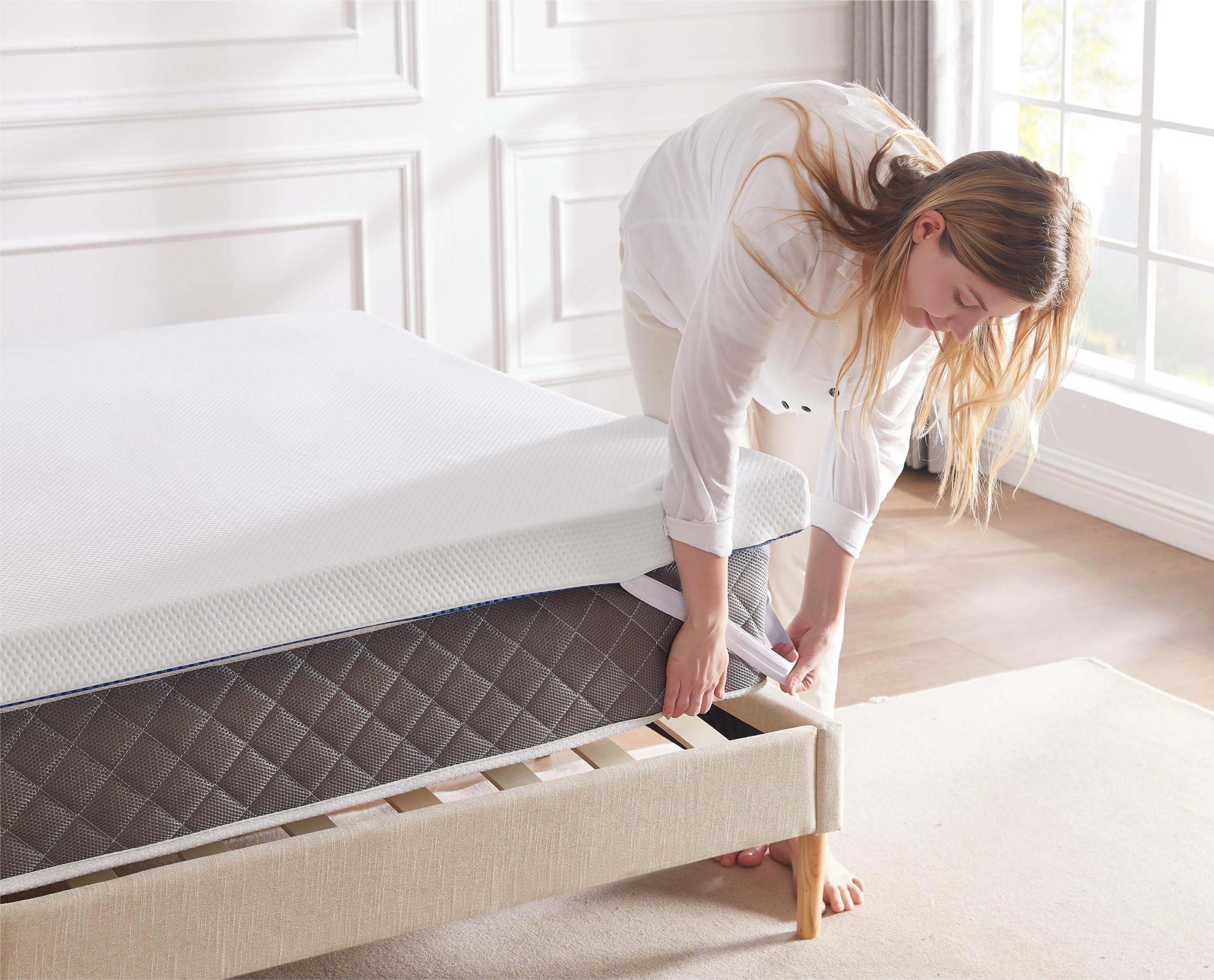 WAVV Gel Memory Foam Mattress Topper Cooling Mattress Pad Bed Medium Support,with Removable and Washable Cover,CertiPUR-US Certified.