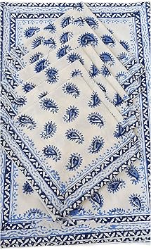 Cotton Placemats Indian Cotton Canvas Hand Block Print Set of 6 Placemat & 6 Napkins Traditional Kitchen Towel Dinning Table Cover Kitchen Accessory Runner