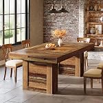 Tribesigns 63'' Table à manger ferme pour 6, Table de cuisine en bois rectangle avec jambes lourdes, meubles de grande salle à manger rustiques pour repas familiaux, banquets & Dîners-rencontres, Brown