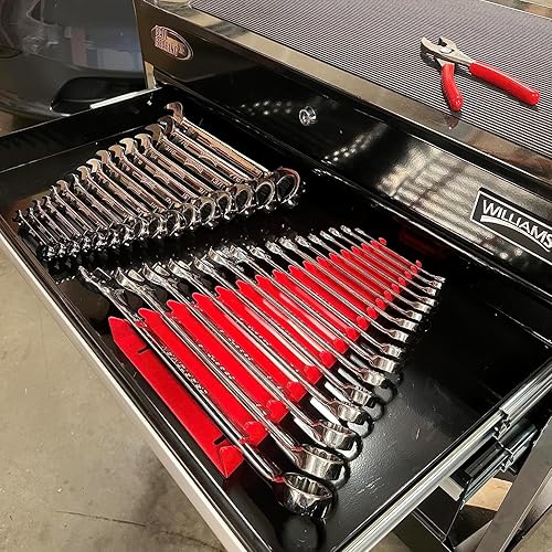 Miniatura 3 de MLTOOLS Organizador de llaves estándar de 16 herramientas de bajo perfil en forma de V, resistente al combustible y a los disolventes, bandeja de