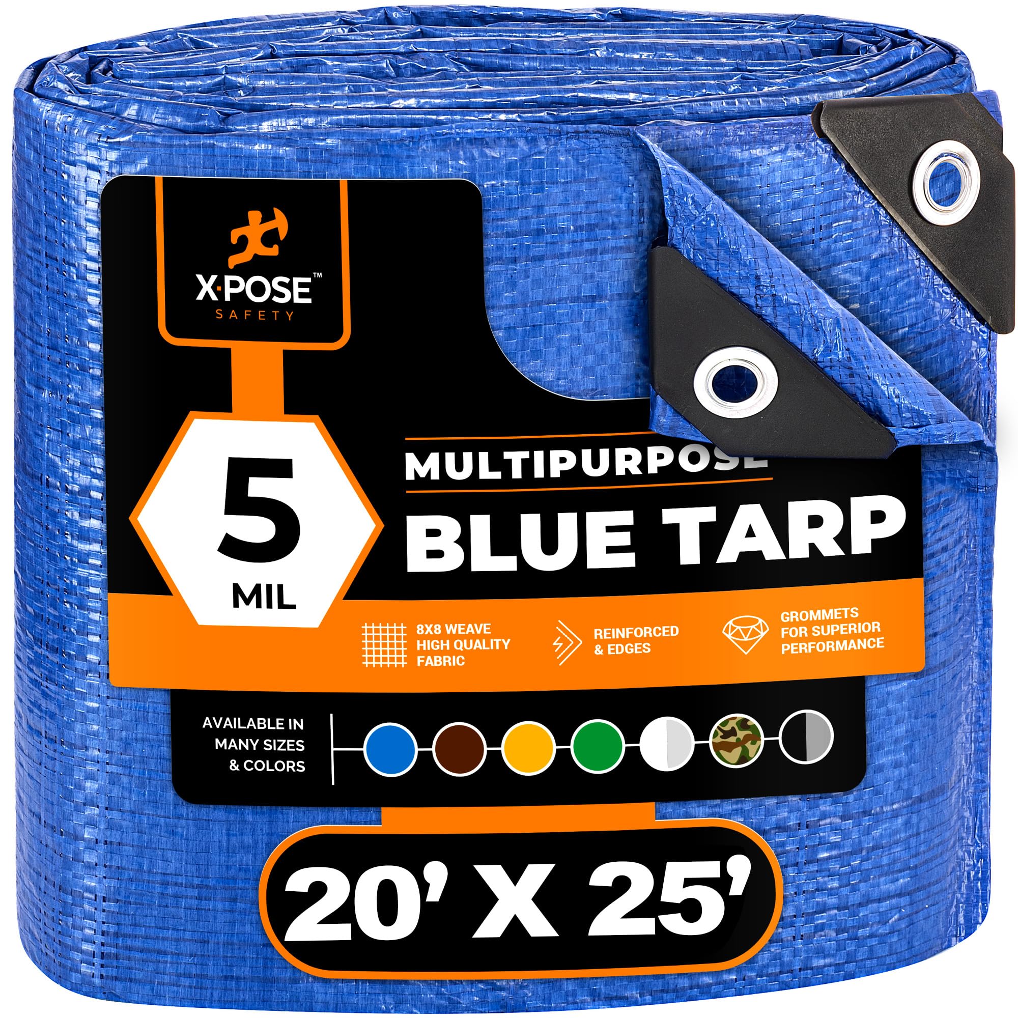 Better Blue Poly Tarp 20' x 25' - Multipurpose Protective Cover - Lightweight, Durable, Waterproof, Weather Proof - 5 Mil Thick Polyethylene - by Xpose Safety