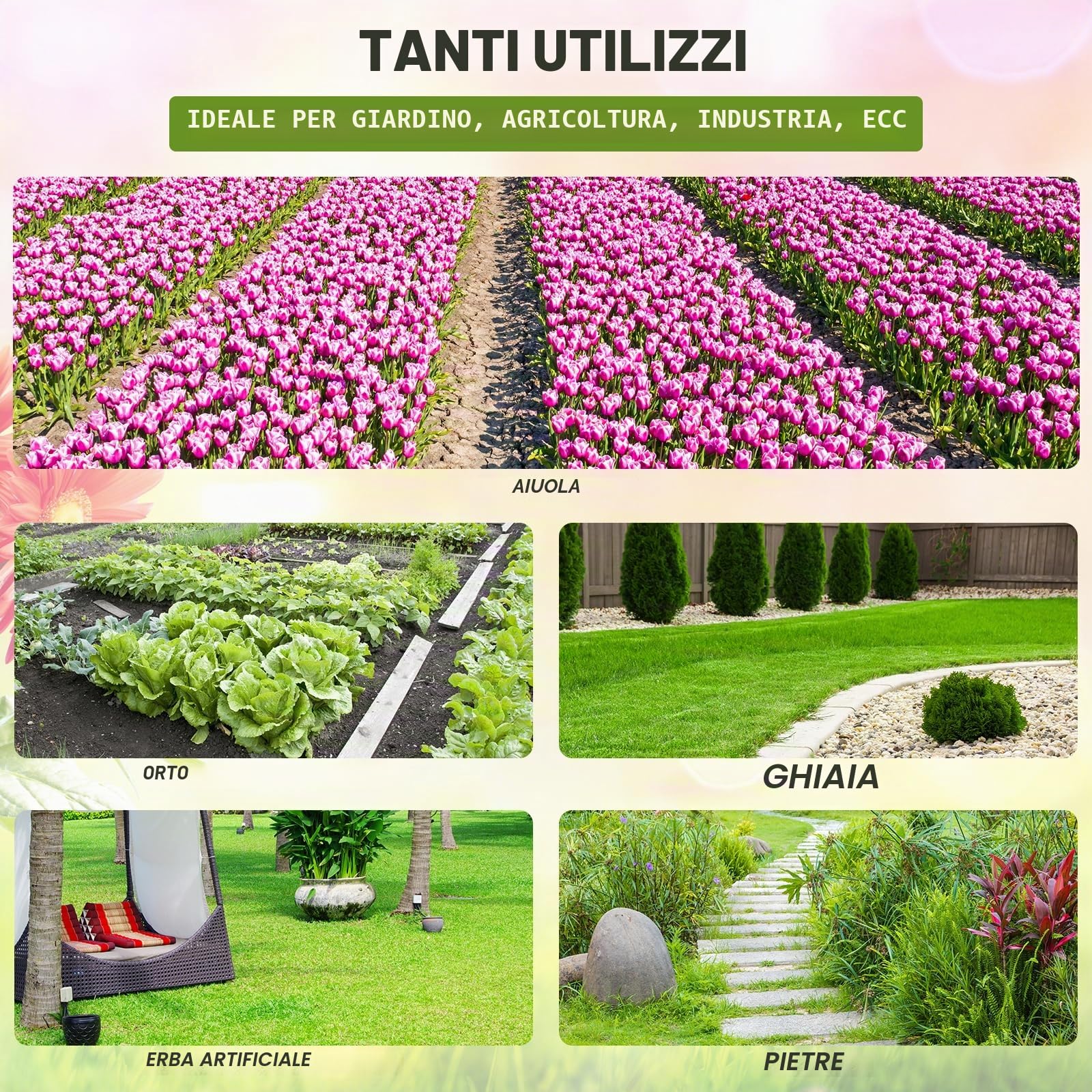 Tessuto Non Tessuto per Erbacce da Giardino, 1,2 m x 30 m, permeabile all'Acqua, Tessuto Ecologico per Erbacce in Polipropilene Non Tessuto, per Giardino
