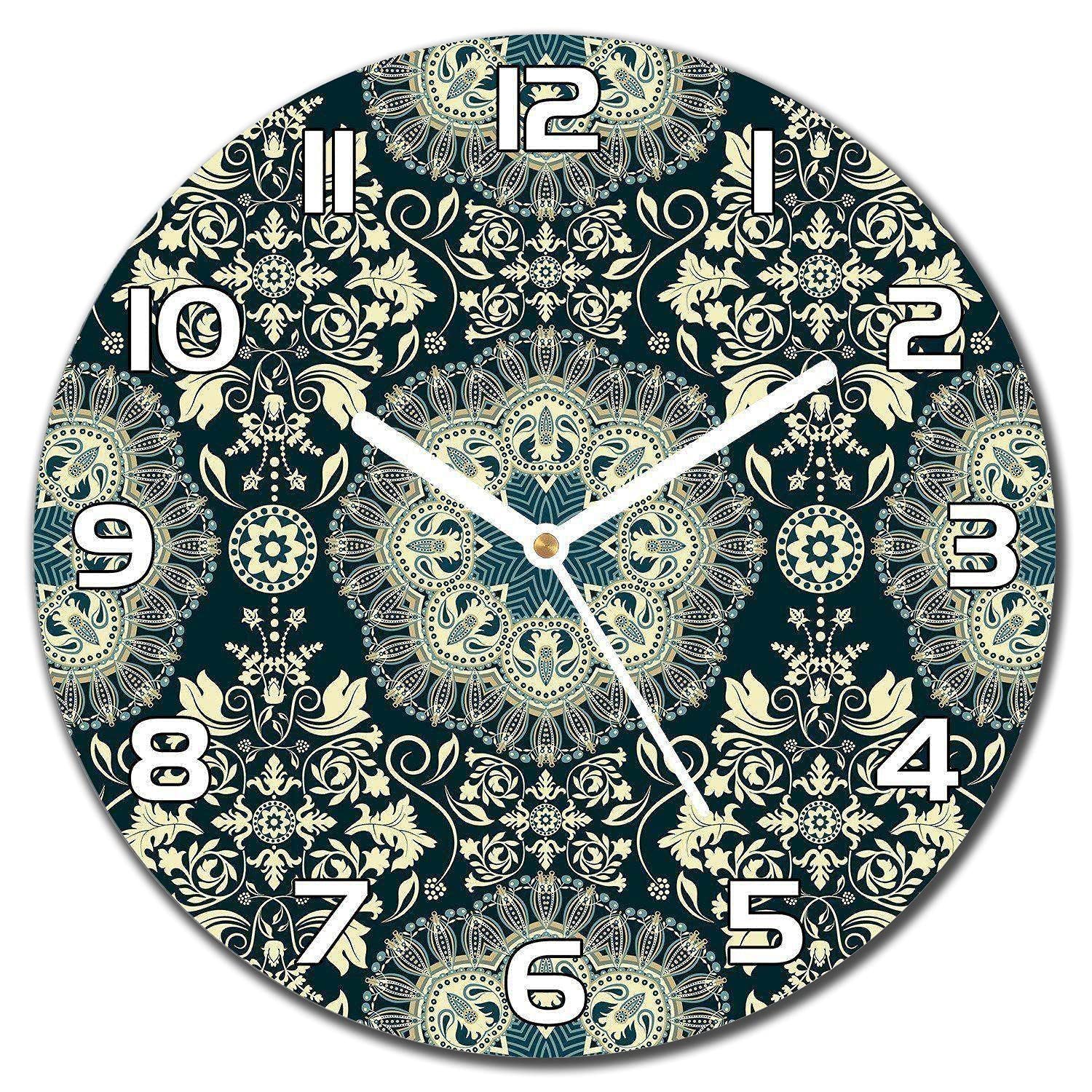 Horloge en verre moderne damassé pour salon contemporain et cuisine