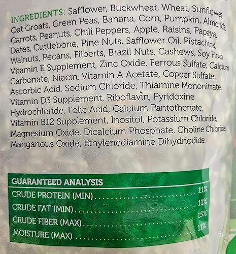 Miniatura 3 de Comida para pájaros loros (con semillas de girasol), bolsa de 4 libras, mezcla de semillas para una variedad de loros