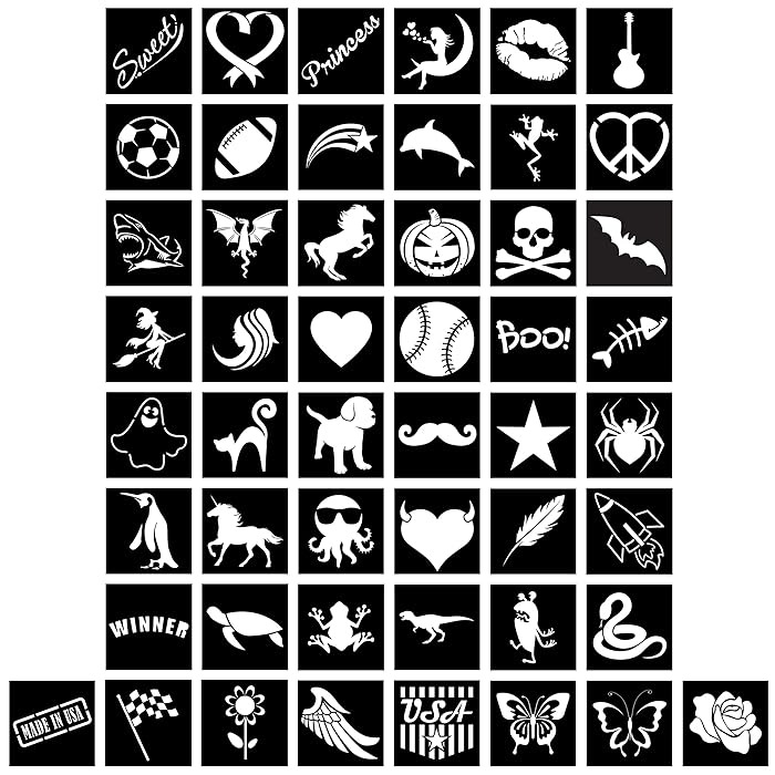 Buy Glitter Tattoo Stencils by Custom Body Art 150Piece Master Glitter