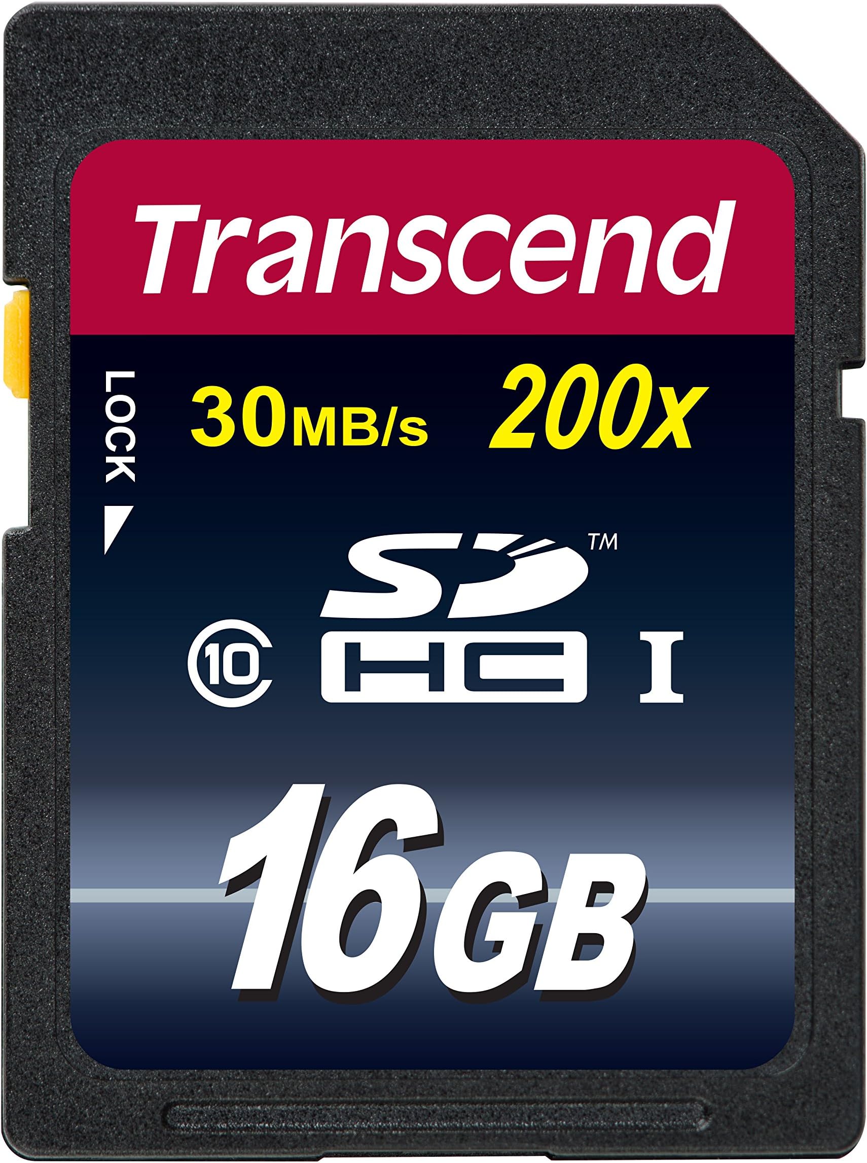 Transcend 16GB SDHC Class 10 Flash Memory Card Up to 30MB/S (TS16GSDHC10)