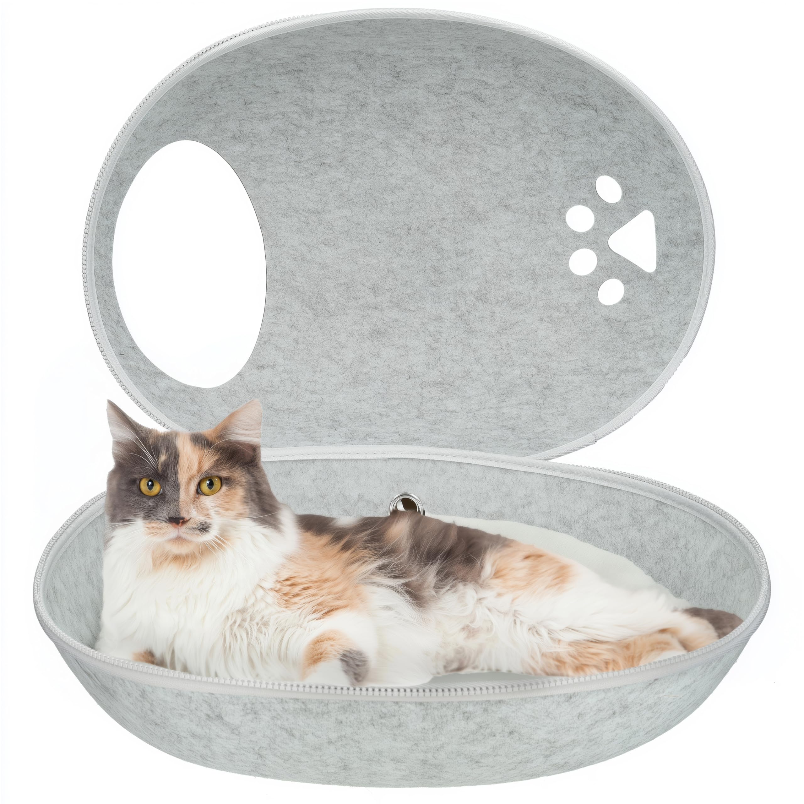 Silvergear® Katzenbett mit Heizung | Heizdecke für Katzen | Katzenklo mit Heizkissen | Katzenhöhle | Katzenspielzeug | 9 Heizmodi | Incl. Funktion Zeitmessung | Grau