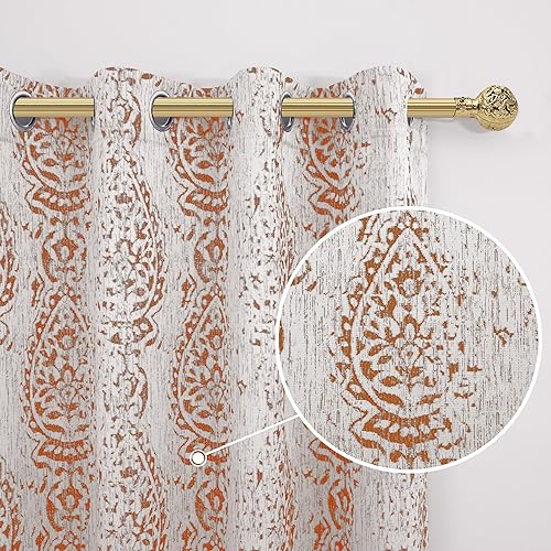 Miniatura 6 de KOUFALL Cortinas opacas de 63 pulgadas de largo para ventanas de dormitorio, cortinas opacas bohemias y bohemias para sala de estar, juego de 2