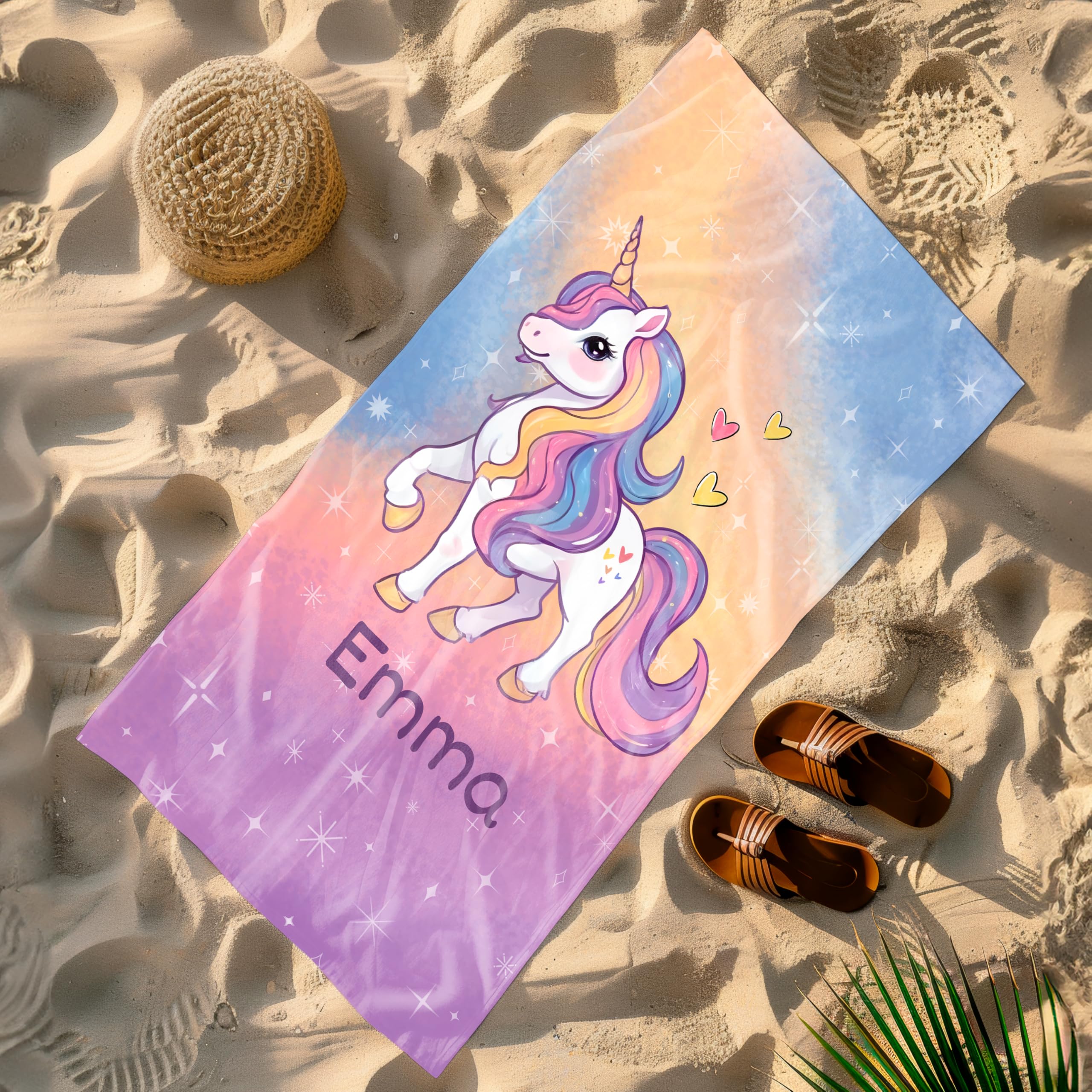 True Statements Handtuch mit Namen „Einhorn“ – EIN einzigartiges, bedrucktes Handtuch als persönliches Geschenk für Kinder, Mädchen und Beste Freundinnen! (Pastel Einhorn, 70 x 140 cm)