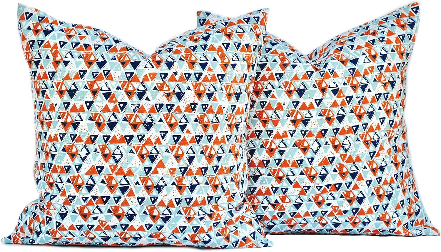 2 Premier Prints Pillow Covers, Decorative Throw Pillow, Decorative Pillow, Accent Pillow, Orange Navy Light Blue Pillow