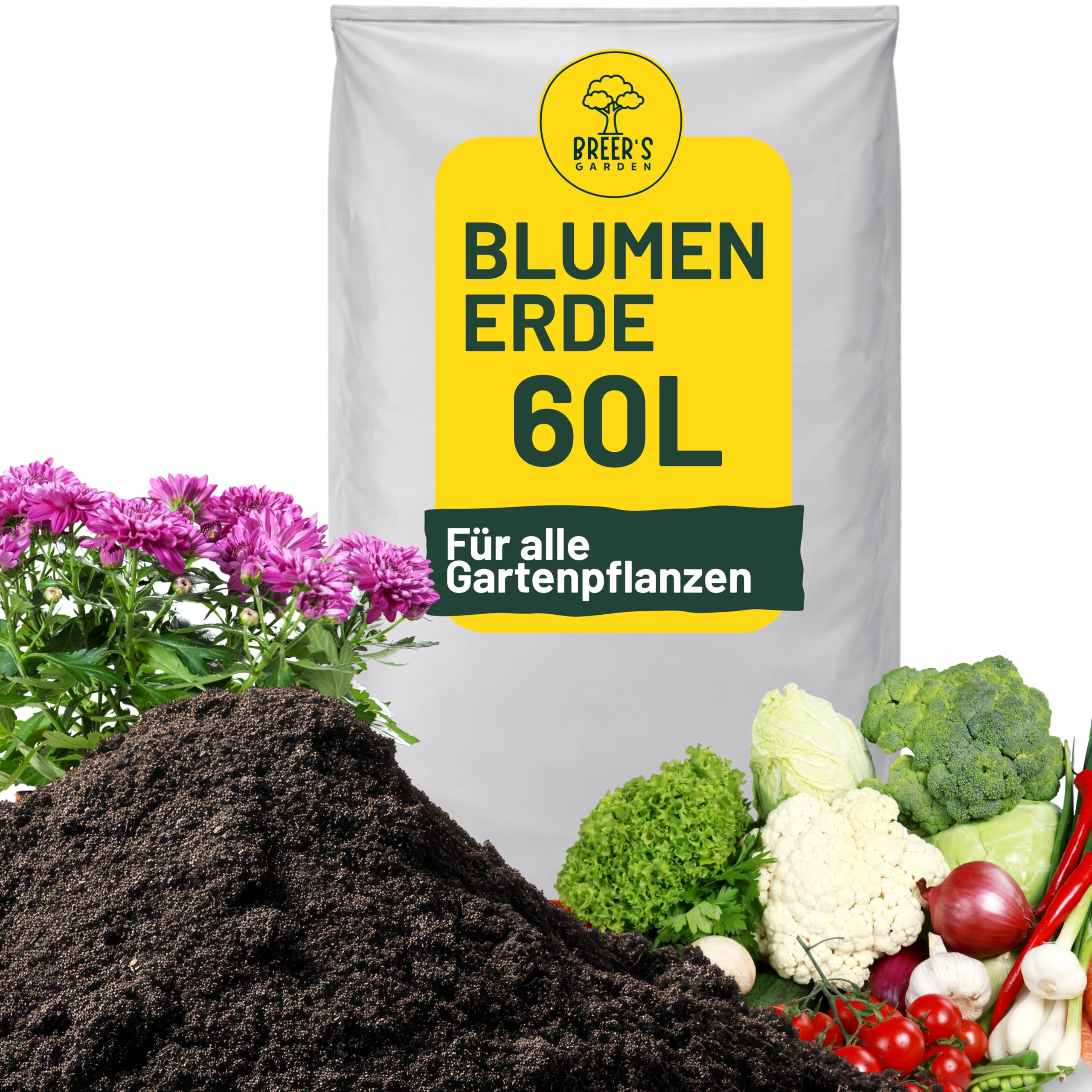 Blumenerde 60 Liter – Universalerde für Zimmer- & Balkonpflanzen – Nährstoffreich, Strukturstabil & Wasserspeichernd – Torfreduziert – Für kräftiges Wachstum & gesunde Wurzeln
