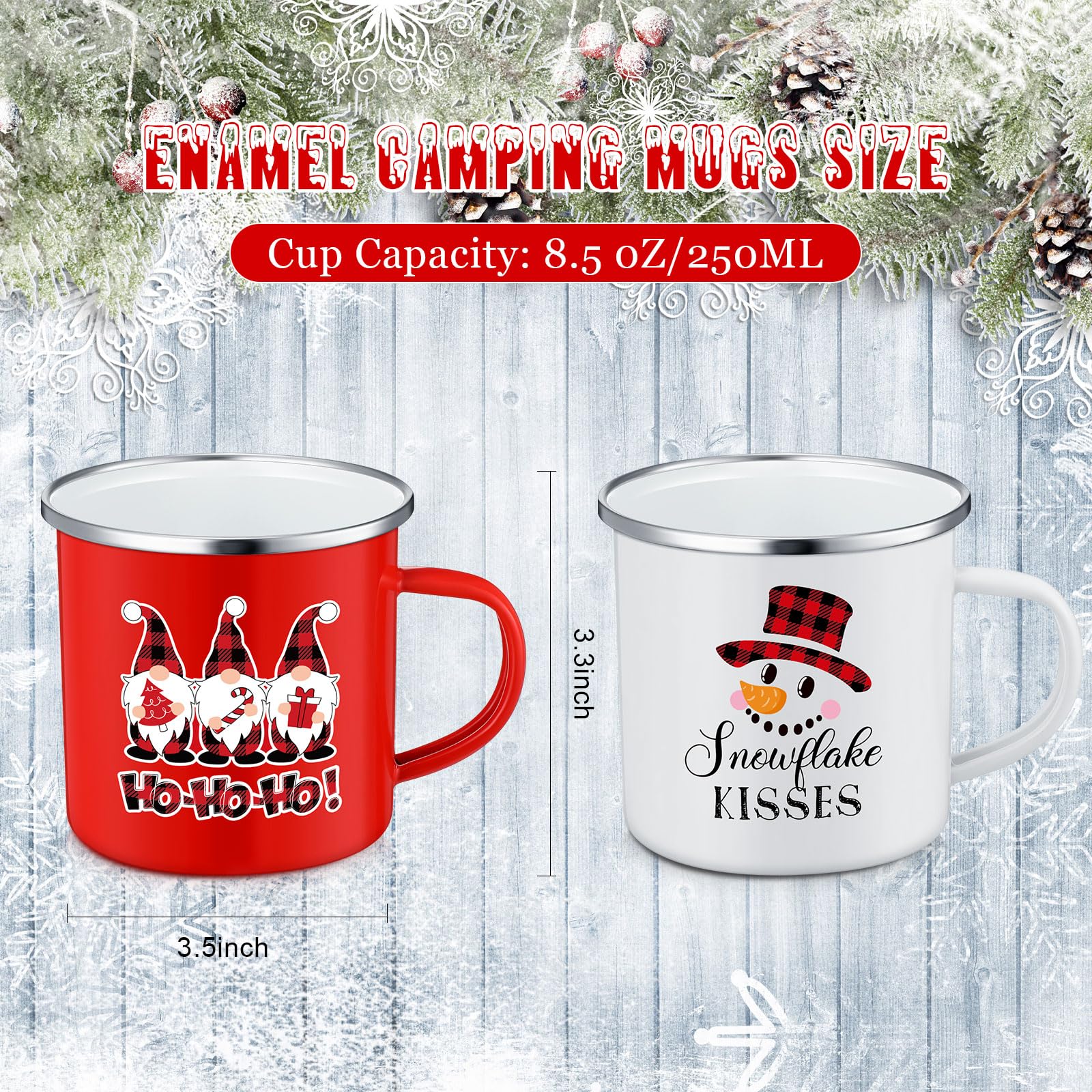 Maxcheck 12 mini tazze da caffè natalizie con nastro Merry Christmas Red Black Plaid Holiday Winter Mini tazza per inverno Natale inaugurazione della casa regalo centrotavola decorazione in 12 stili