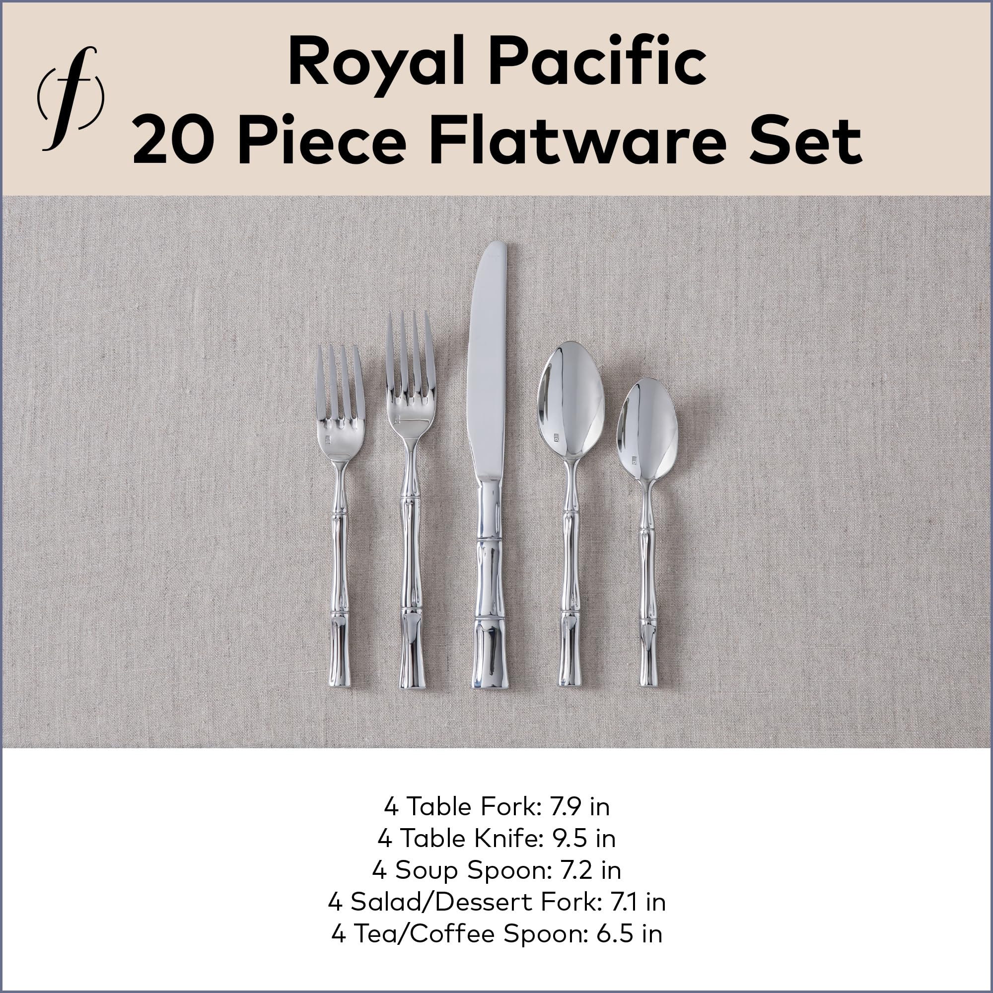 Fortessa Royal Pacific 5PPS-127-20PC Posate in acciaio inox 18/10, 20 pezzi, 20 pezzi, acciaio 18-10, acciaio lucido