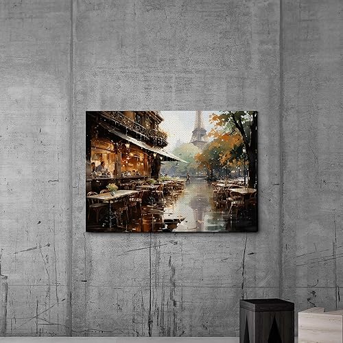 Miniatura 4 de art Italian Cityscape Abstract Wall Art Artwork, Mediterranean City italy Street Towns Picture Art Prints on Canvas for Paris Cafe Room, love