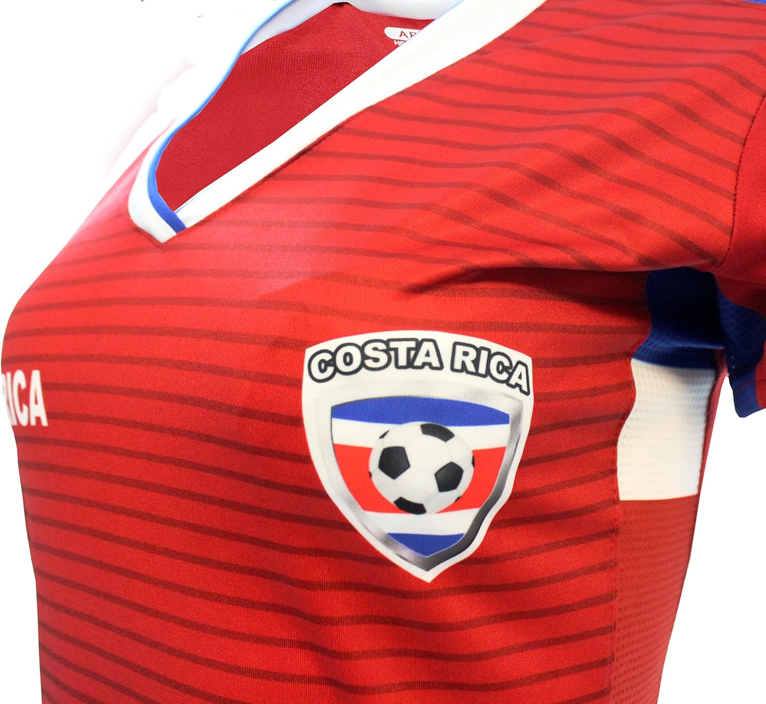 Arza Sports Women Costa Rica Soccer Fan Jersey Red Athletic Slim Fit - Image 2