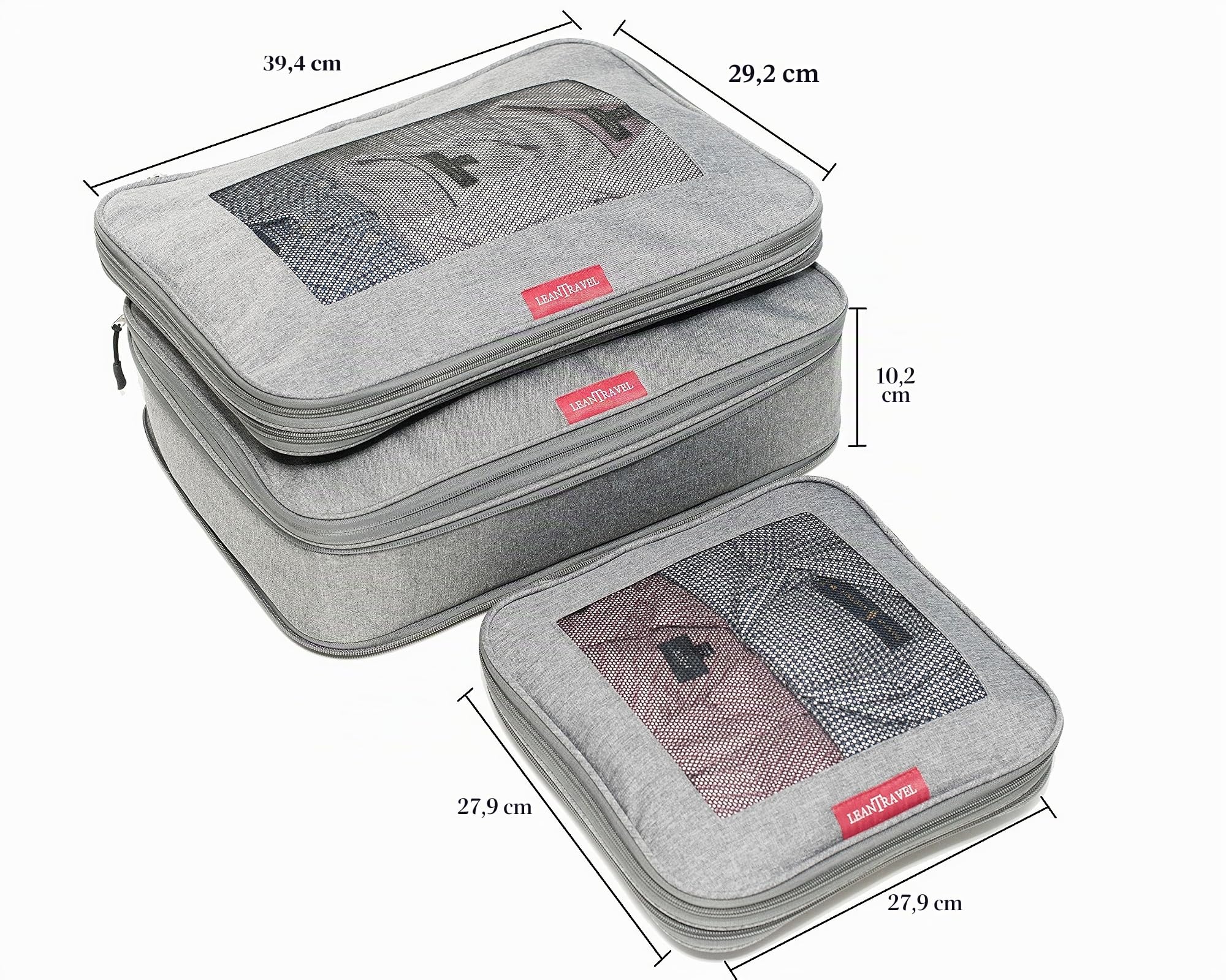 LeanTravel Emballage de Compression Cubes organisateurs de Bagages pour Les Voyages (3) Ensemble