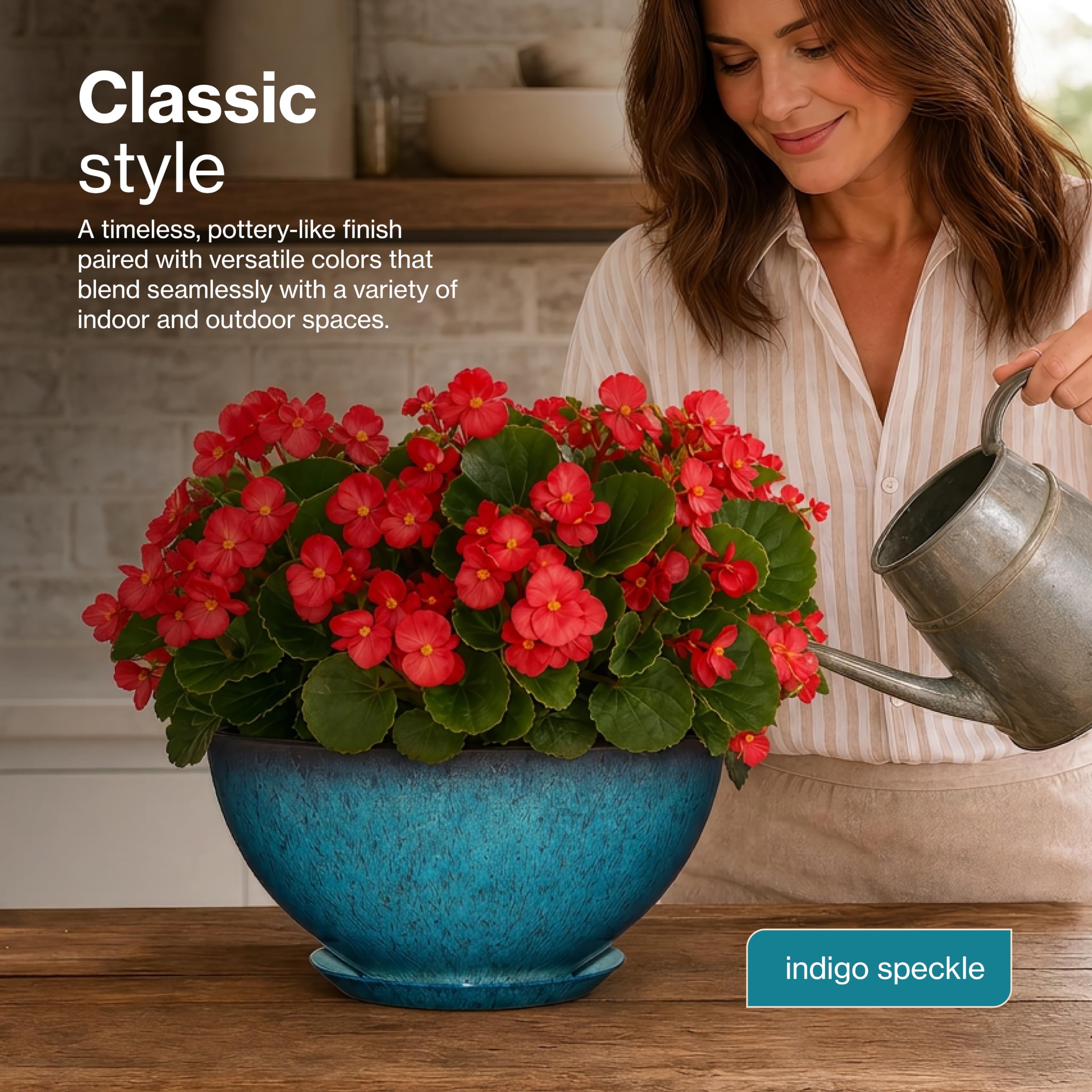 Rosie Planter Bowl - Indigo Speckle -3
