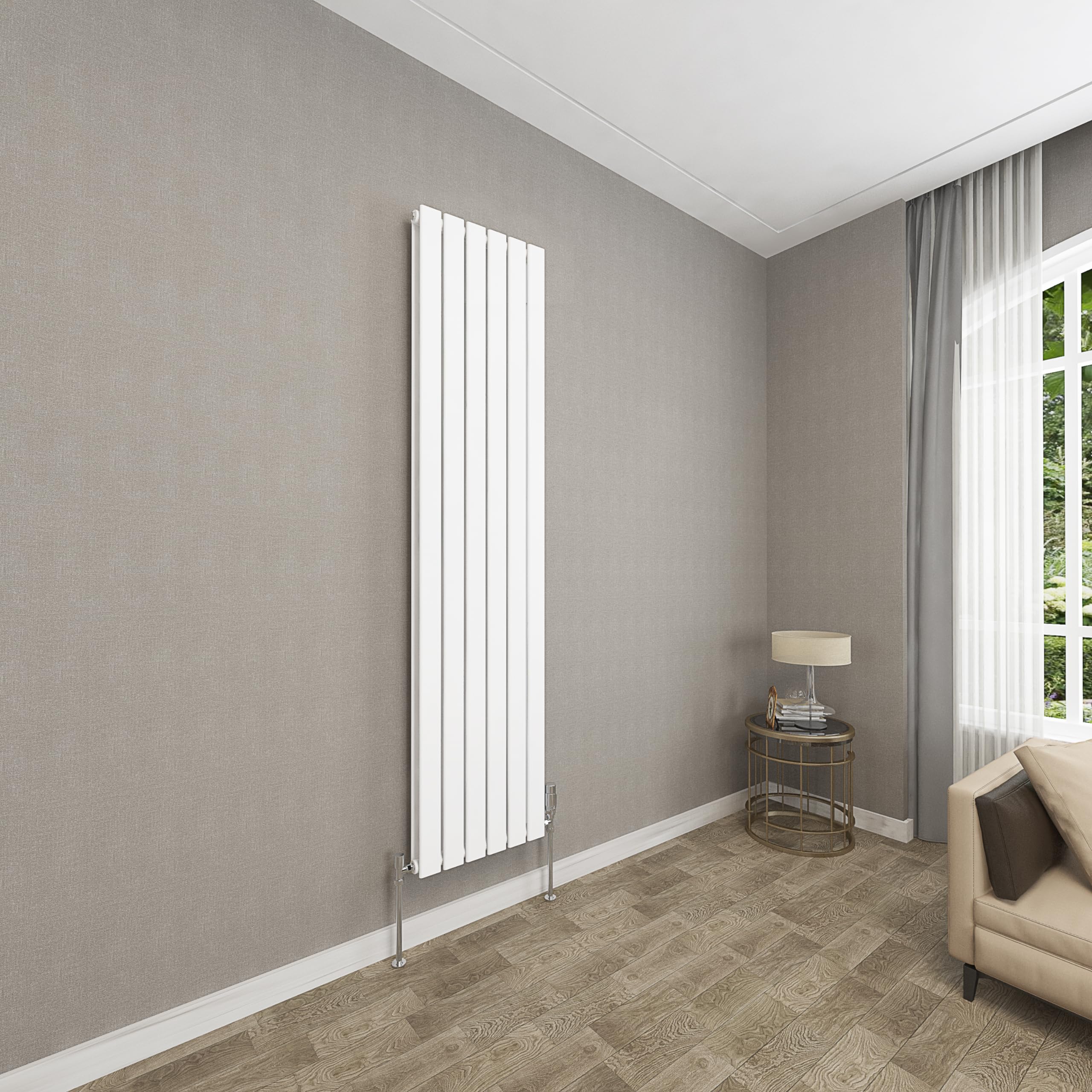 Sky bathroom | 1800x408mm Vertical Designer Radiators White Flat Panel Double Panel Central Heating Radiator