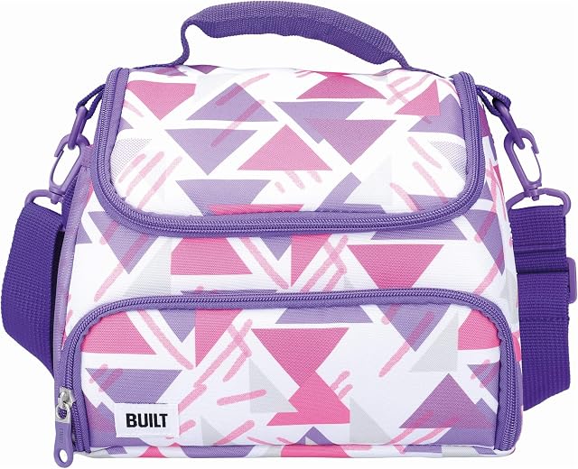 BUILT Insulated Lunch Bag with The Active Design, Polyester, Purple/White, 18.5 x 27 x 21 cm