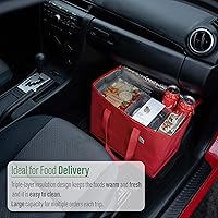 Vista 4 de VENO Paquete de 3 bolsas de comestibles reutilizables aisladas, bolsa de entrega de alimentos, duradera, resistente, tamaño grande, se mantiene