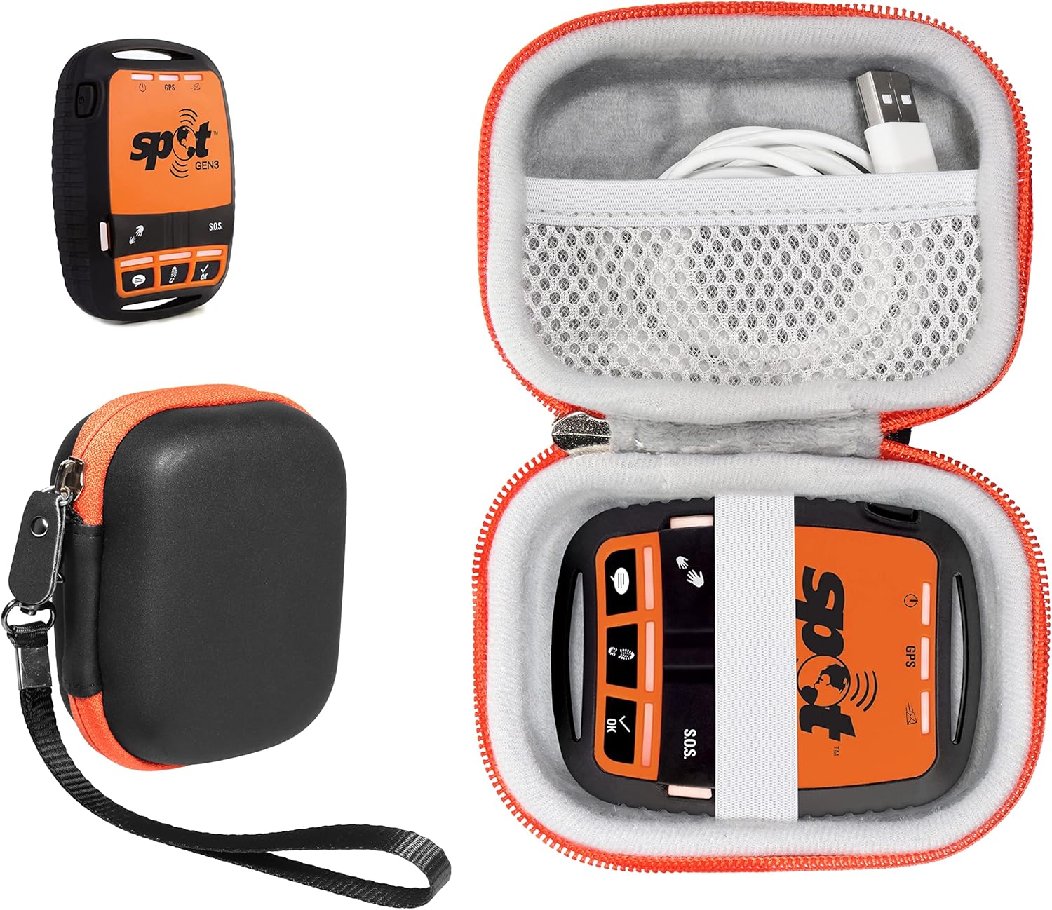 casesack case for spot gen4 3 satellite gps messenger all in one protection case for gps and accessories with featured contrasted orange zip to matc