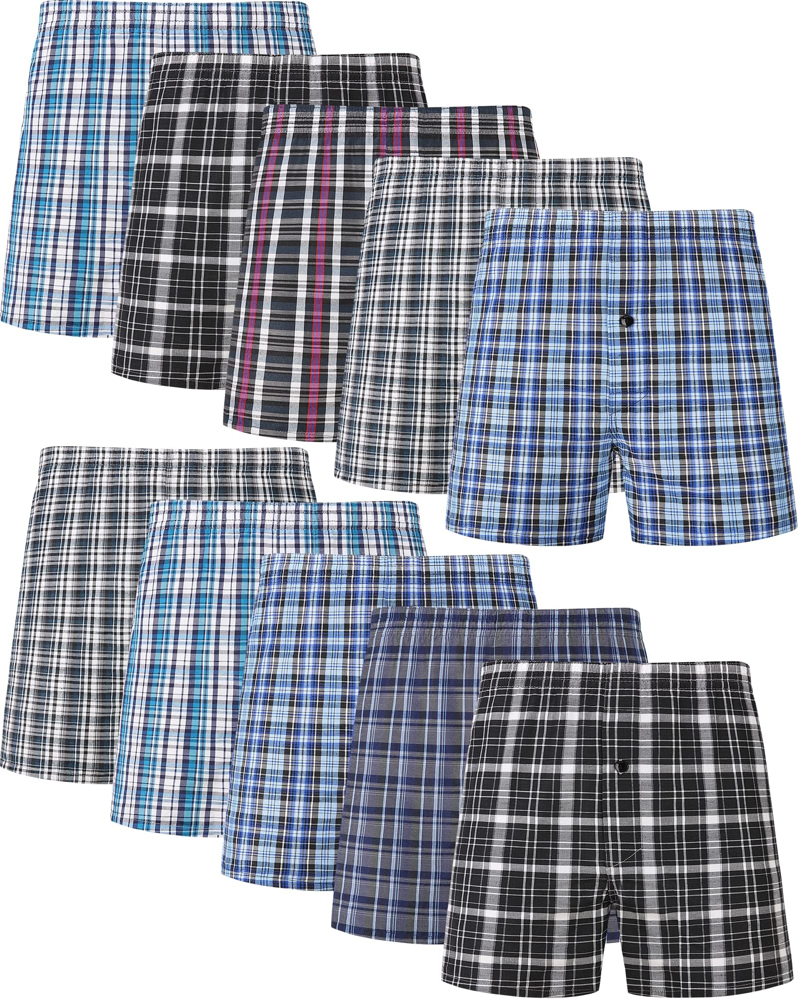 JupiterSecretMens Boxers Underwear Cotton Woven Boxers for Men, Mens Boxers Shorts Multipack with Button Fly S-6XL
