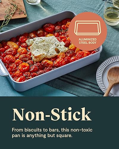 Vista 24 de Caraway Sartén rectangular de cerámica antiadherente de 9 x 13 pulgadas, revestimiento de cerámica naturalmente resbaladizo, no tóxico, libre