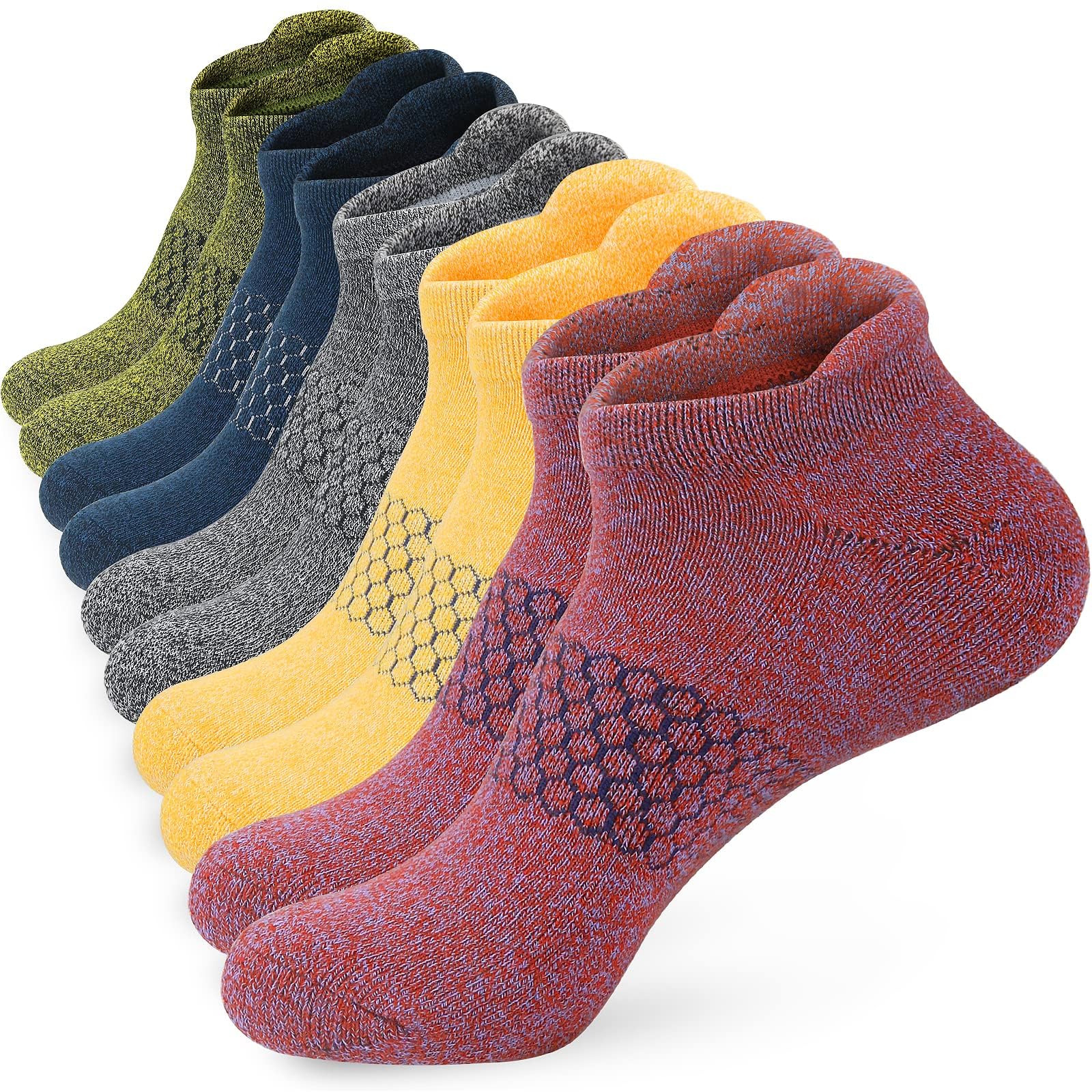 Hiking Walking Socks, 3 Pairs Of 35-38 Yard Wicking Thick Athletic Sports Socks, Cushioned Athletic Crew Socks, Men's Women's Soft Socks for Running, Hiking, Cycling, Purple, Pink, Green