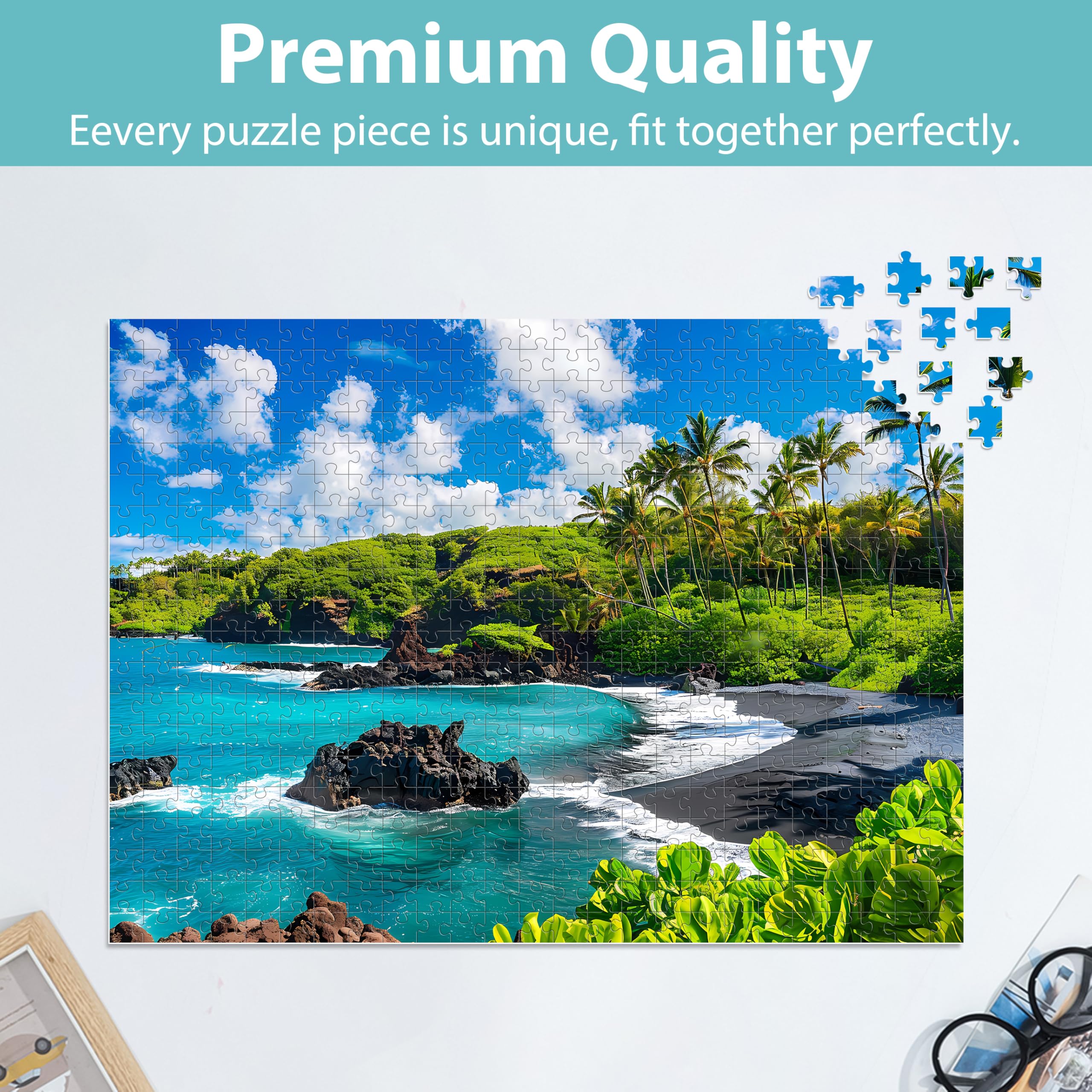 500 Piece Jigsaw Puzzle - Seaside Beach Scene, Relaxing Puzzle For Adults & Families