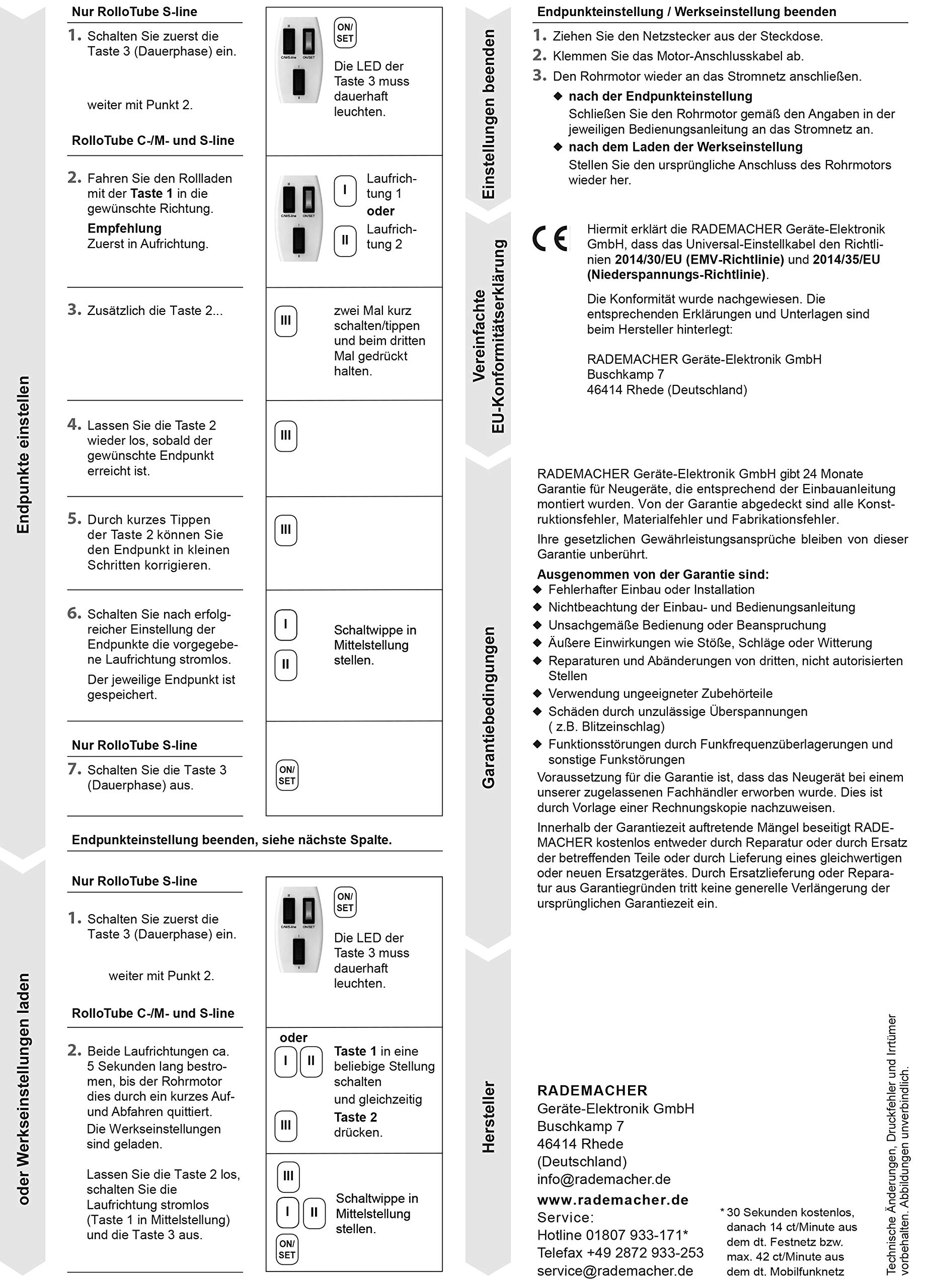 Rademacher RolloTube Universal-Einstellkabel, einfaches Einstellen der Endpunkte (4090-1, 96000086)