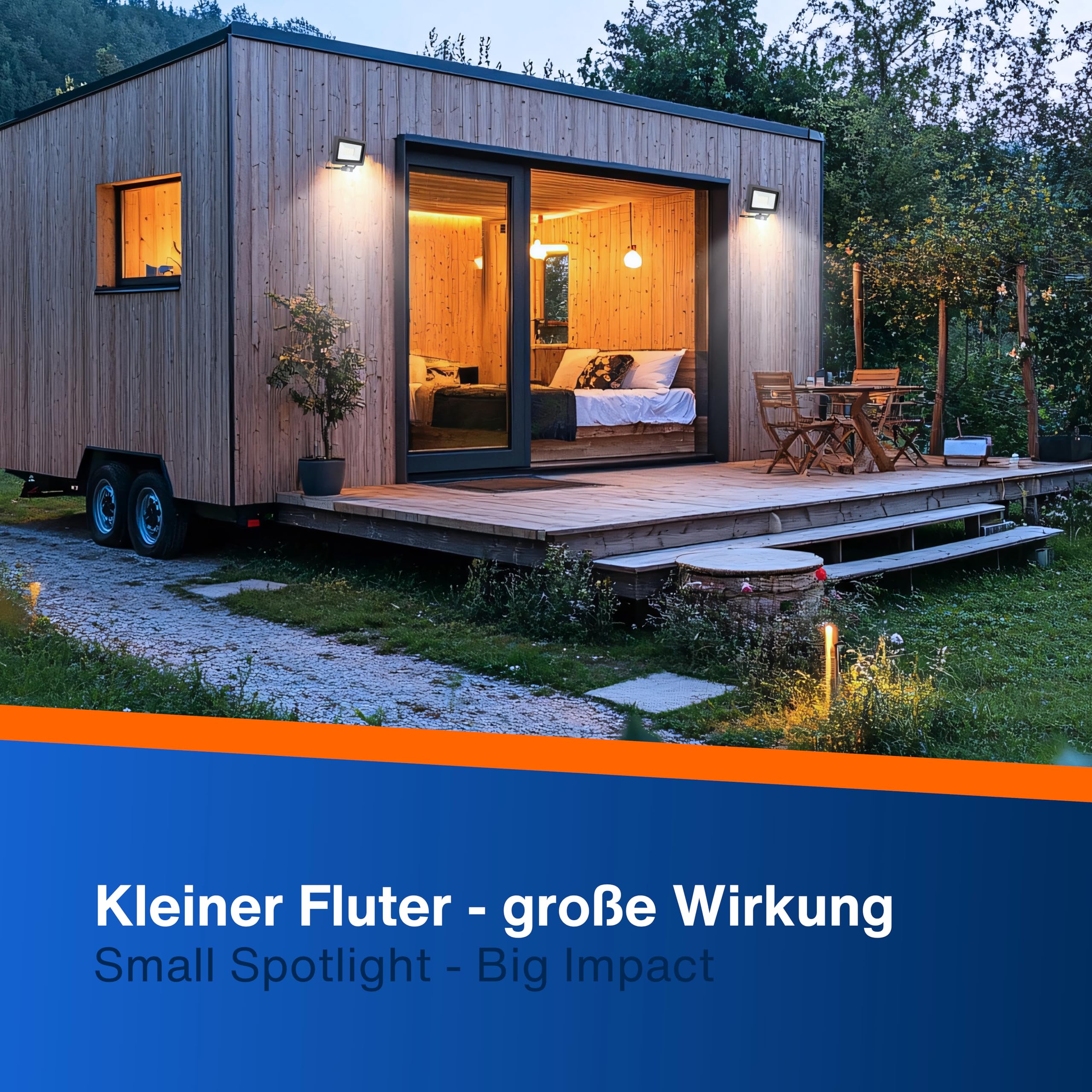 REV Aussenlampe FLARE - LED Aussenleuchte mit Bewegungsmelder, IP44, Strahler außen 50W, 4250 Lumen, 6500K, Erfassungswinkel 90° auf 7m, anthrazit