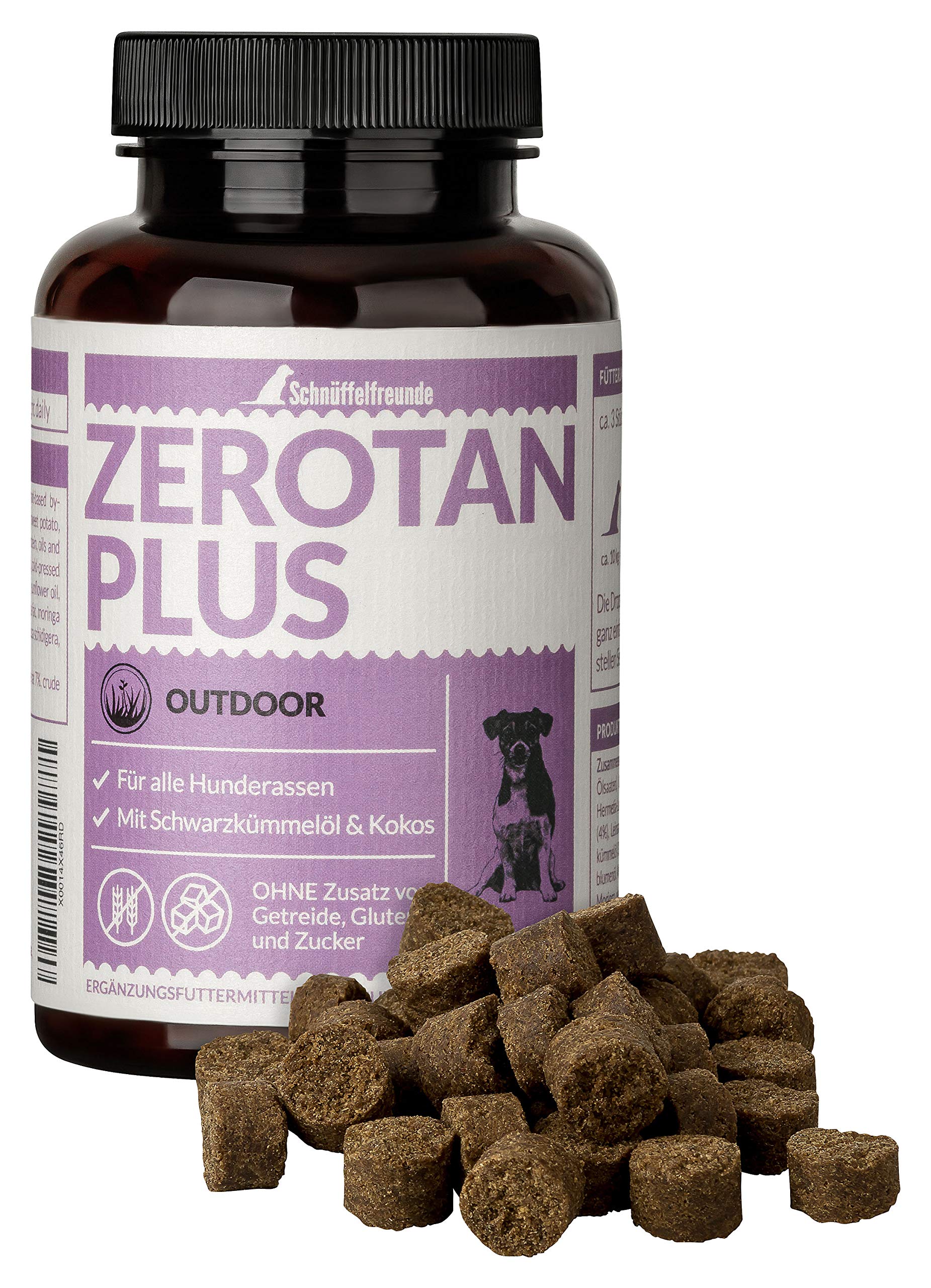 Zerotan Plus I Integratore Alimentare Naturale per Cani durante la stagione delle zecche I Con Olio di Cocco, Aglio e Olio di Cumino Nero - Fatto in Germania (150g)